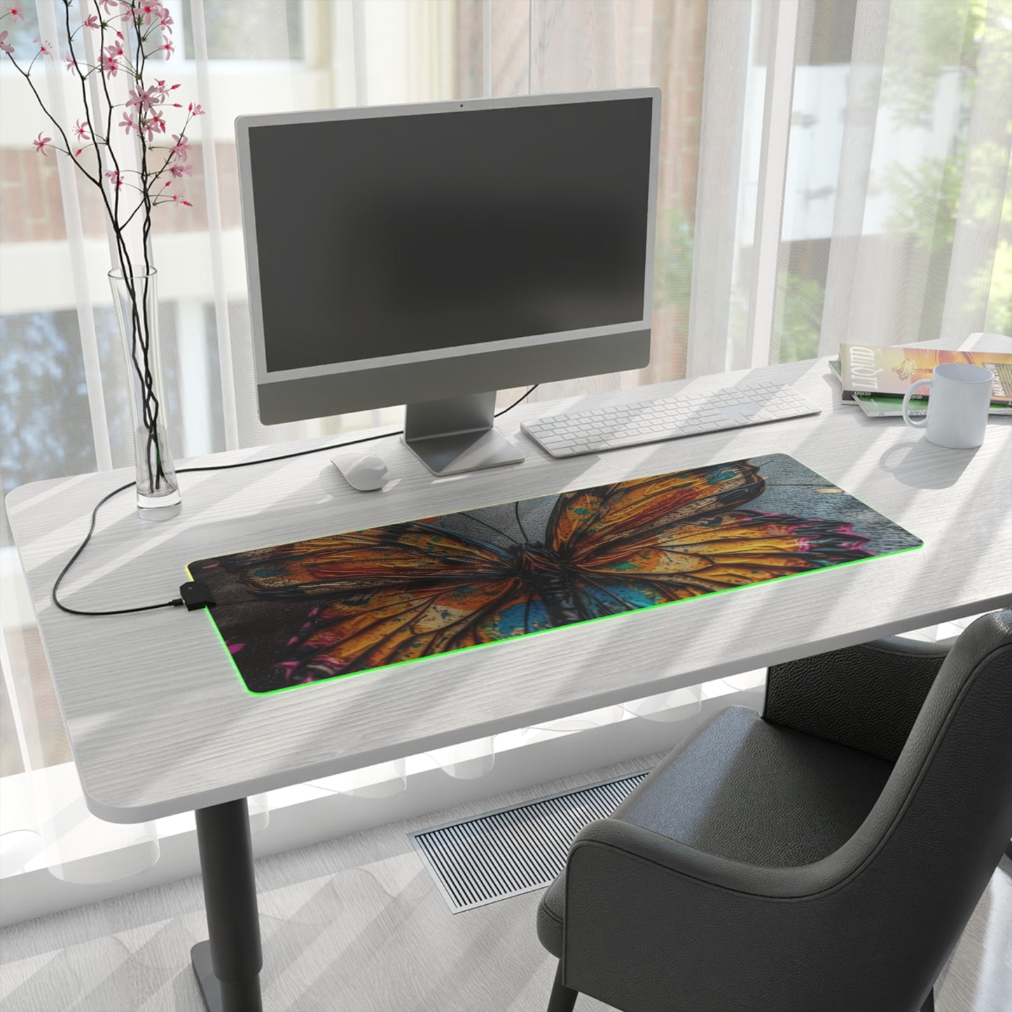 LED Gaming Mouse Pad Liquid Street Butterfly 1