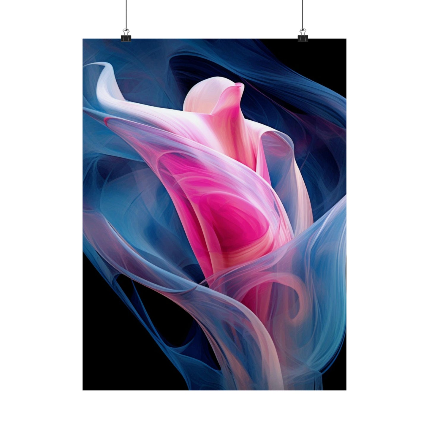 Premium Matte Vertical Posters Pink & Blue Tulip Rose 3