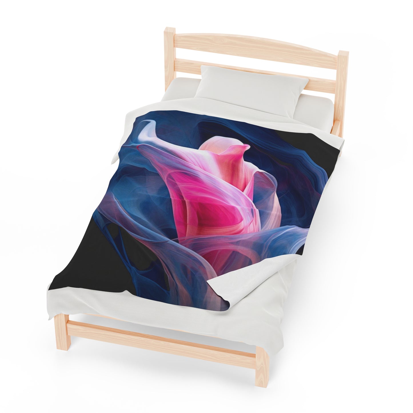 Velveteen Plush Blanket Pink & Blue Tulip Rose 3