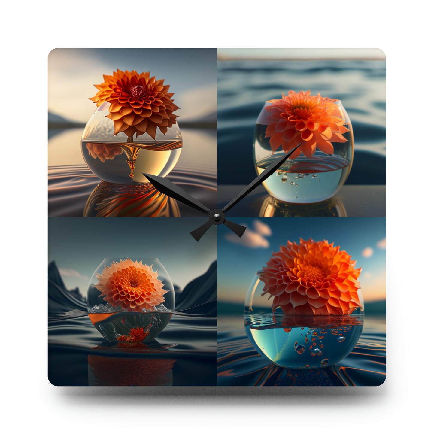 Acrylic Wall Clock Dahlia Orange 5