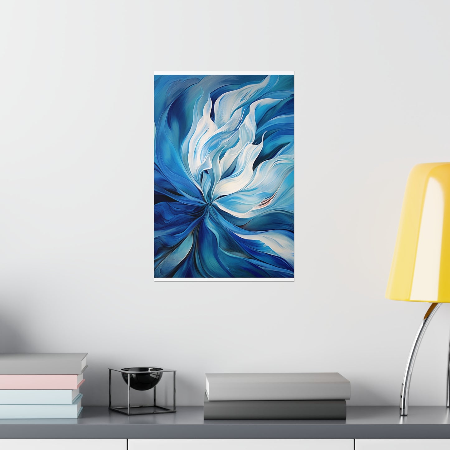 Premium Matte Vertical Posters Blue Tluip Abstract 1