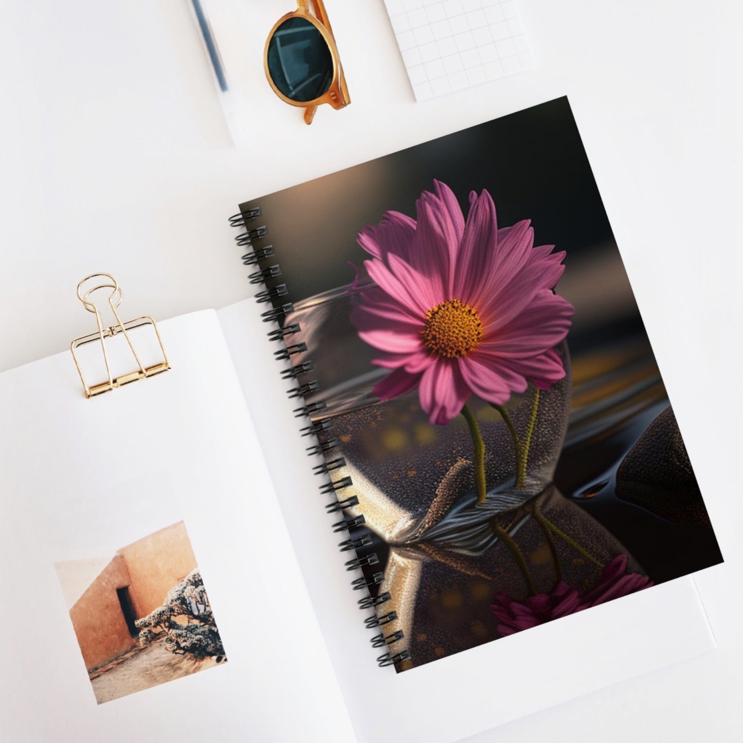 Spiral Notebook - Ruled Line Pink Daisy 4