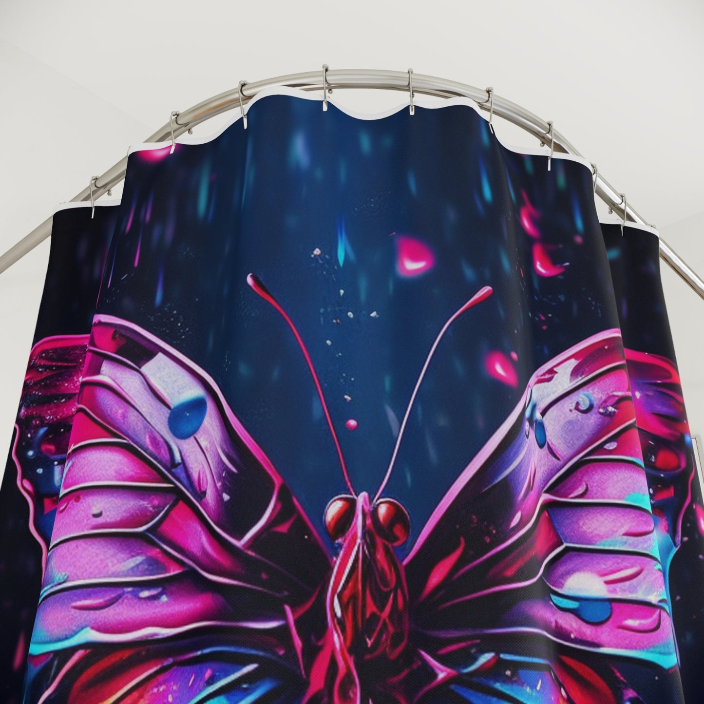 Polyester Shower Curtain Pink Butterfly Flair 2