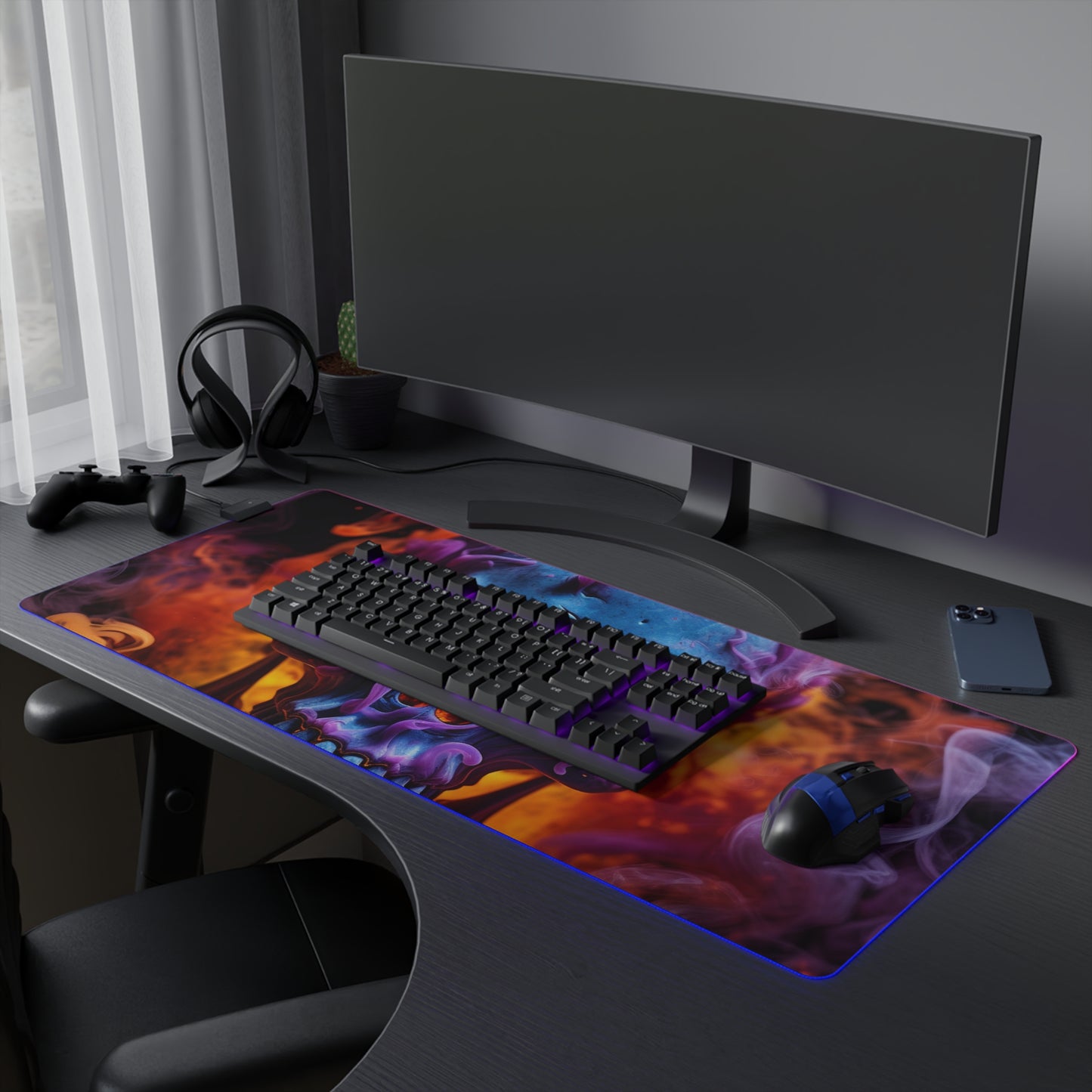 LED Gaming Mouse Pad Macro Skull 3