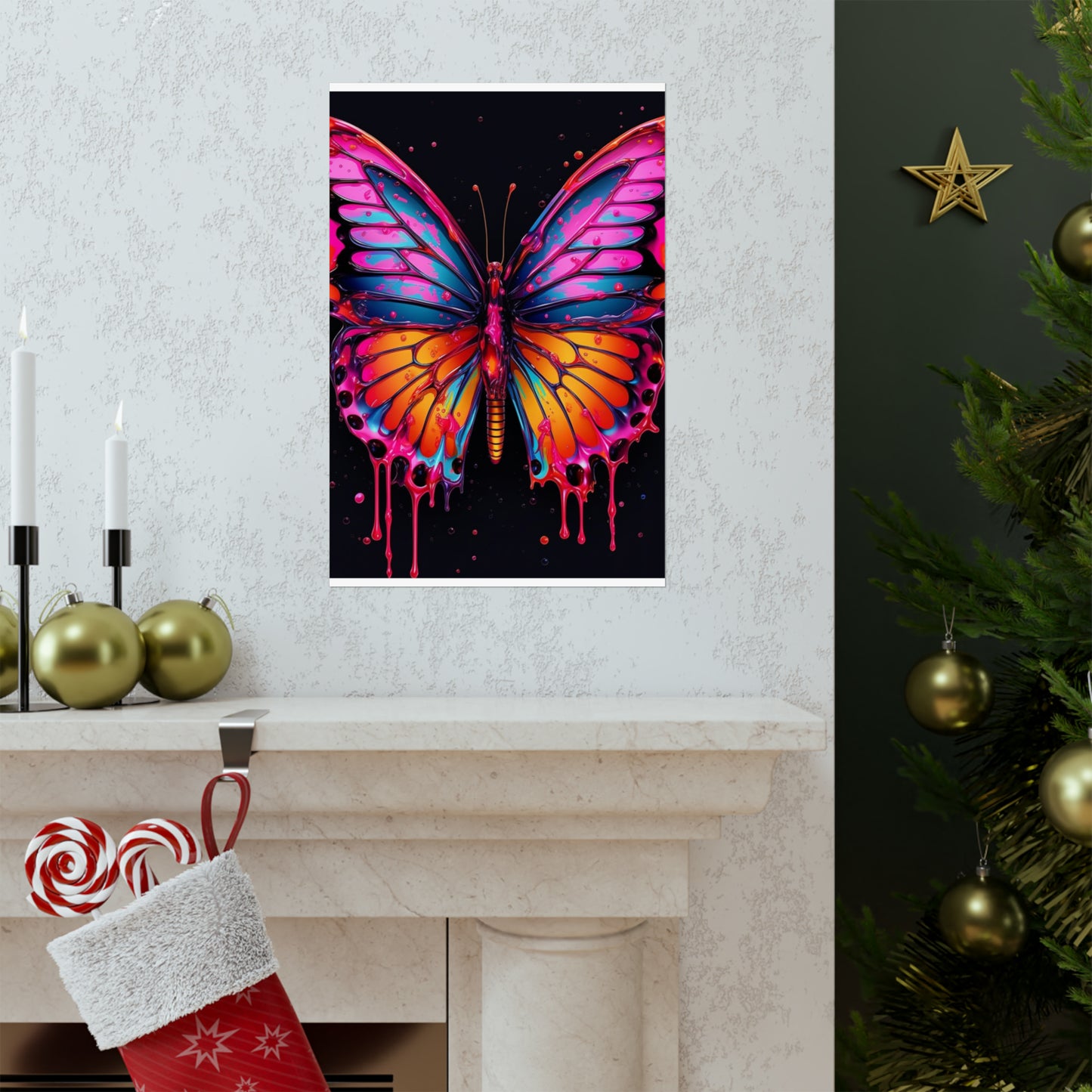 Premium Matte Vertical Posters Pink Butterfly Flair 1