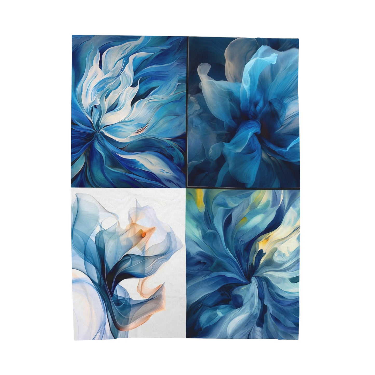 Velveteen Plush Blanket Blue Tluip Abstract 5