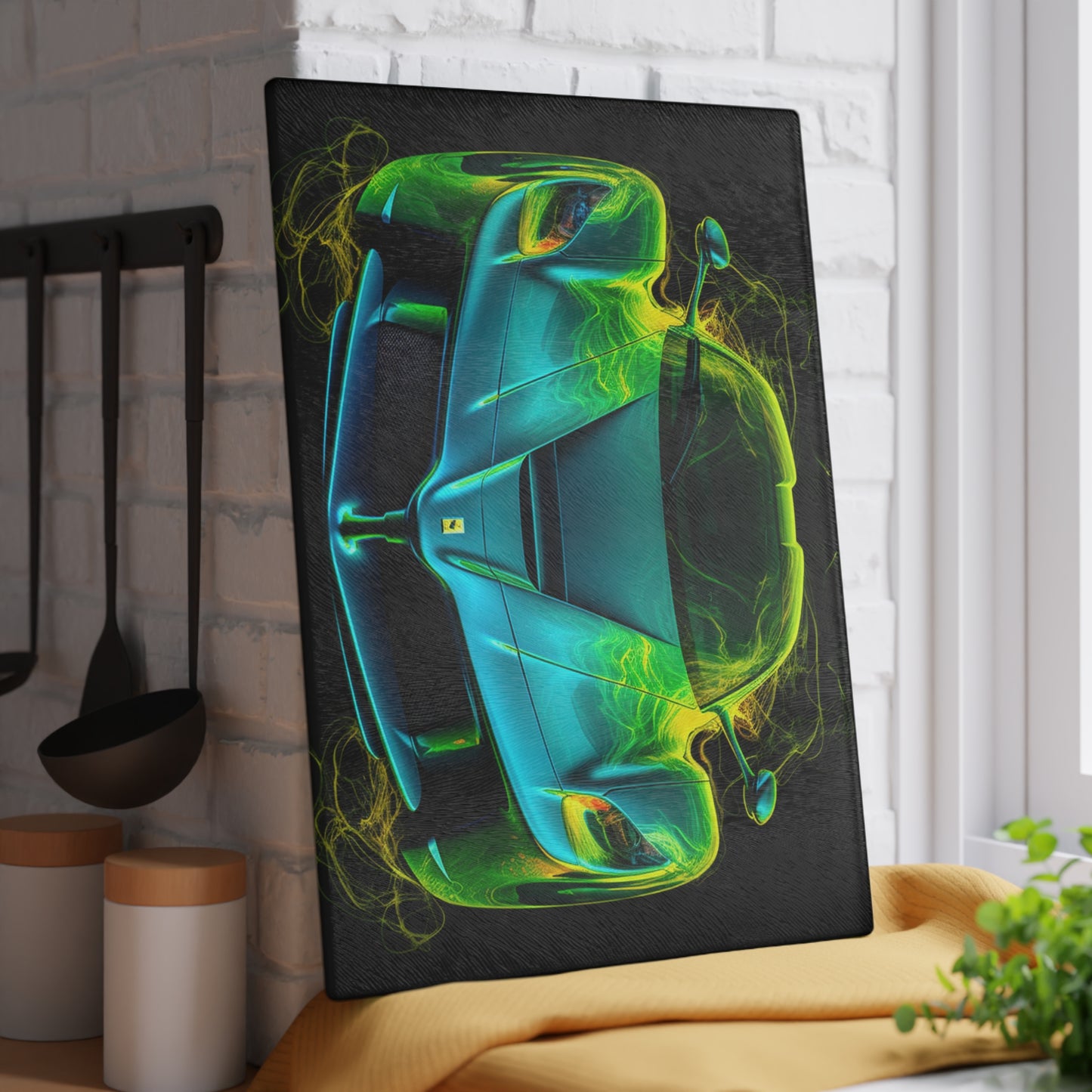 Glass Cutting Board Ferrari Neon 2