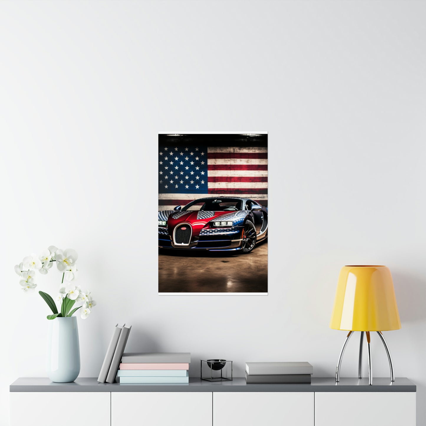 Premium Matte Vertical Posters Bugatti American Flag 1