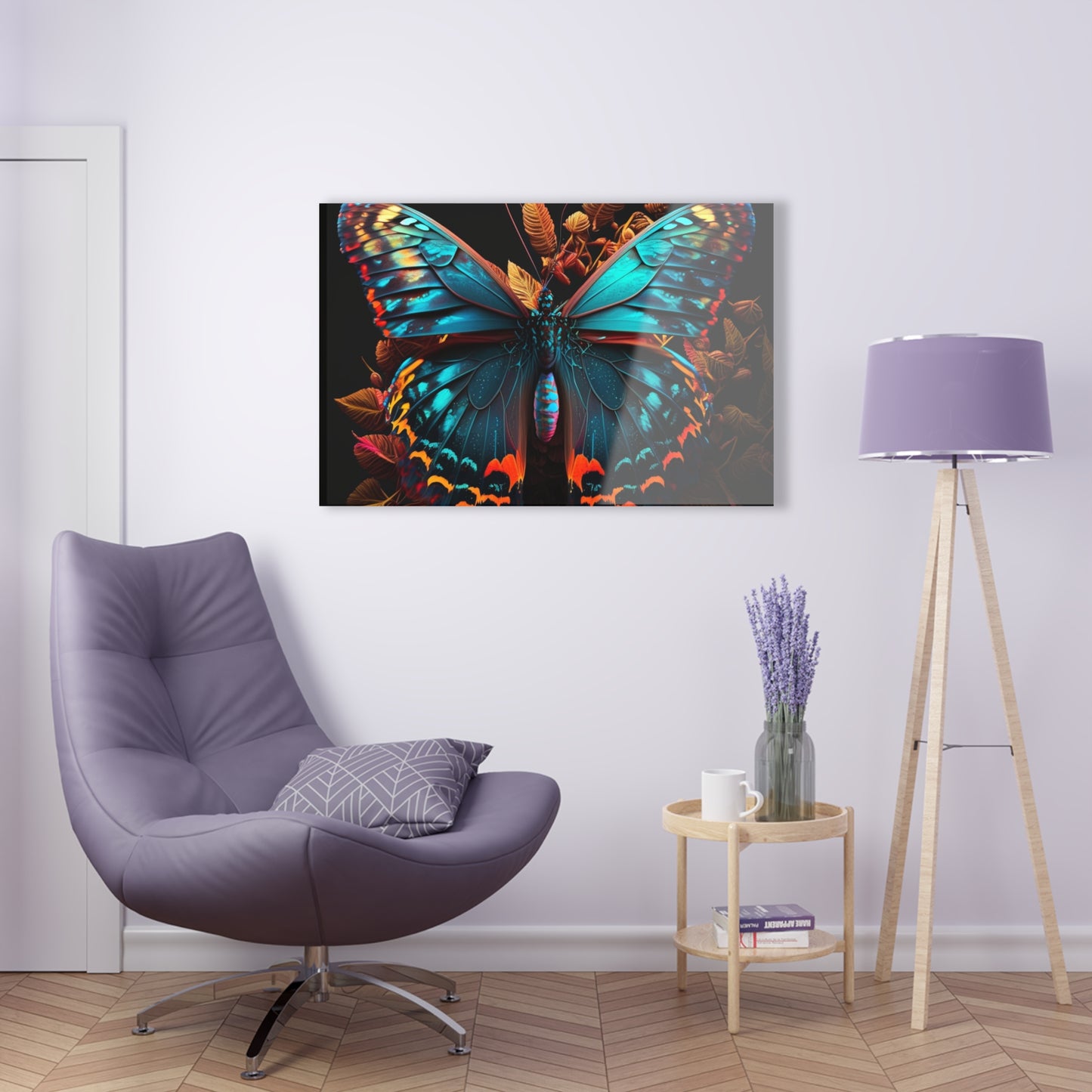 Acrylic Prints Hue Neon Butterfly 1