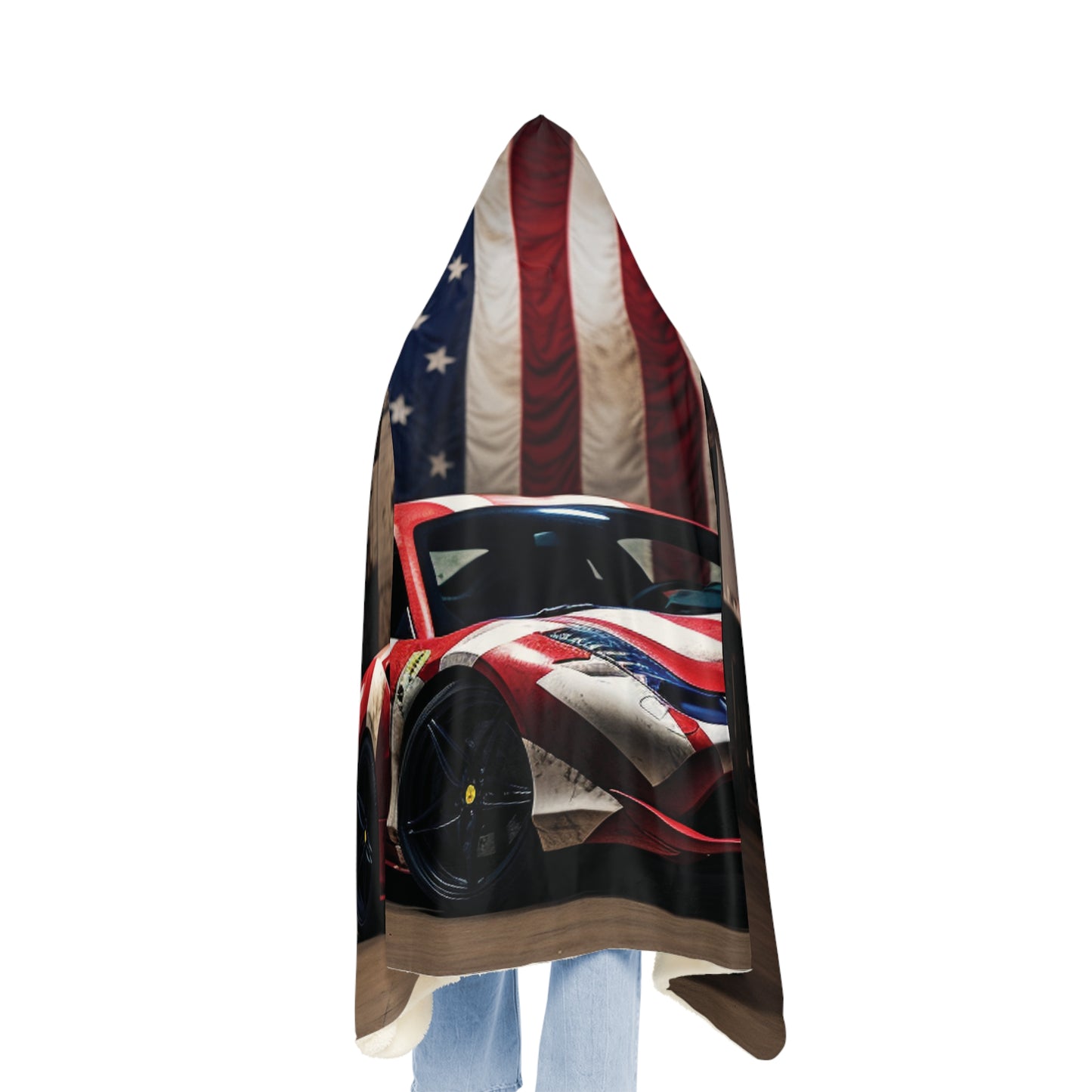 Snuggle Hooded Blanket American Flag Farrari 2