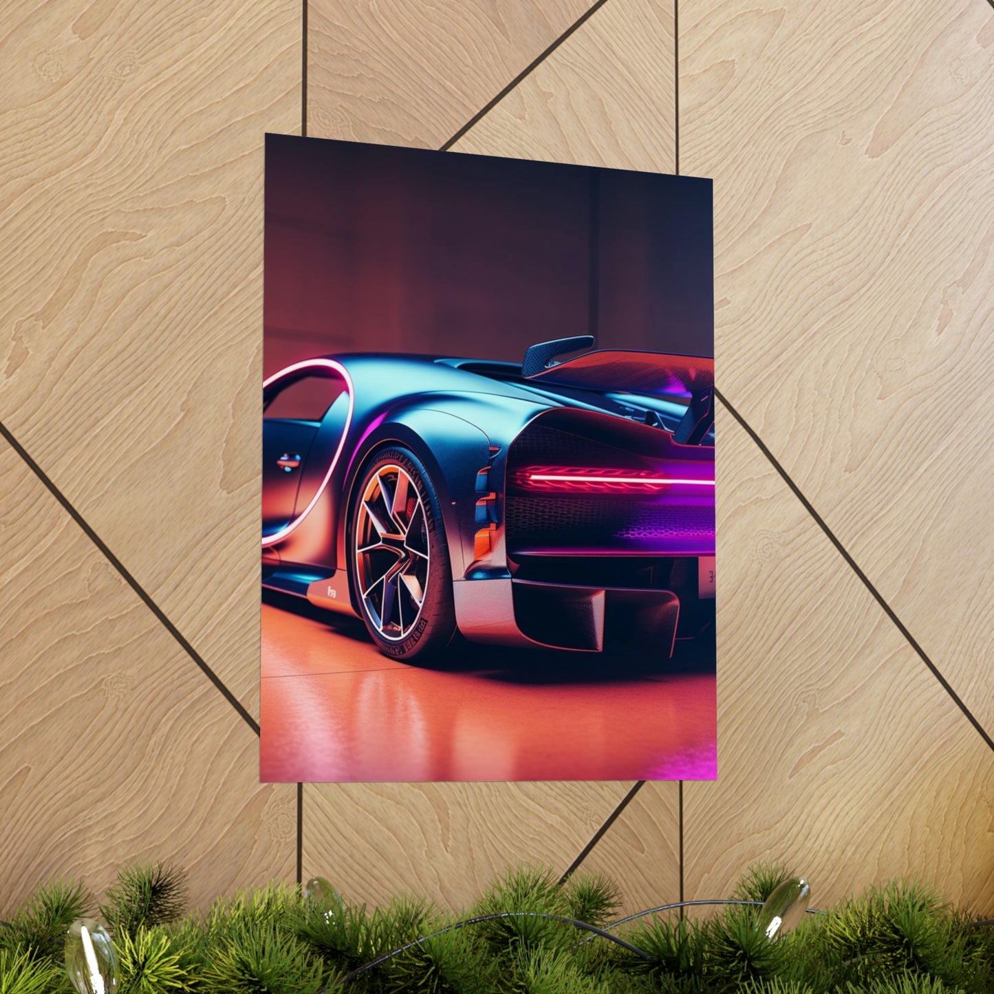 Premium Matte Vertical Posters Hyper Bugatti Neon Chiron 2