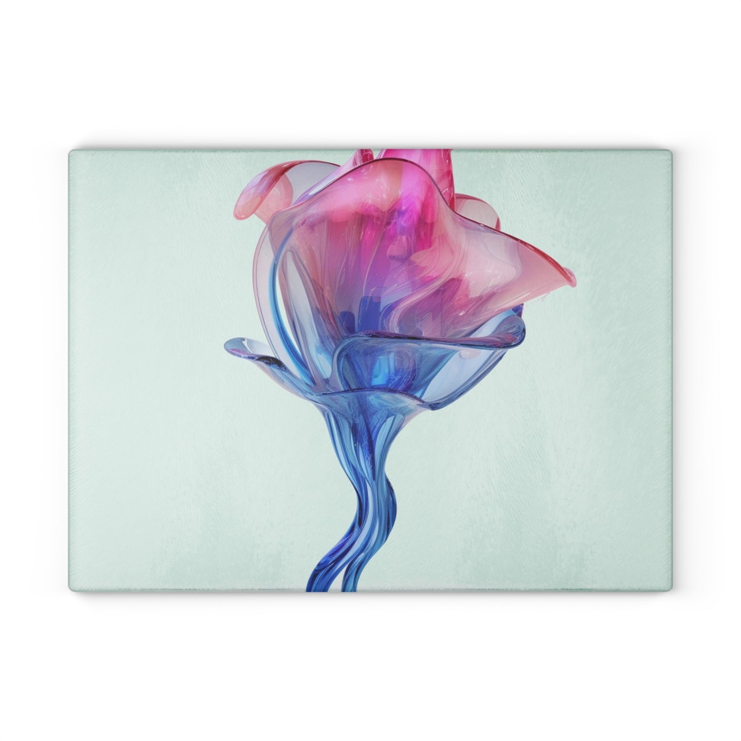 Glass Cutting Board Pink & Blue Tulip Rose 4