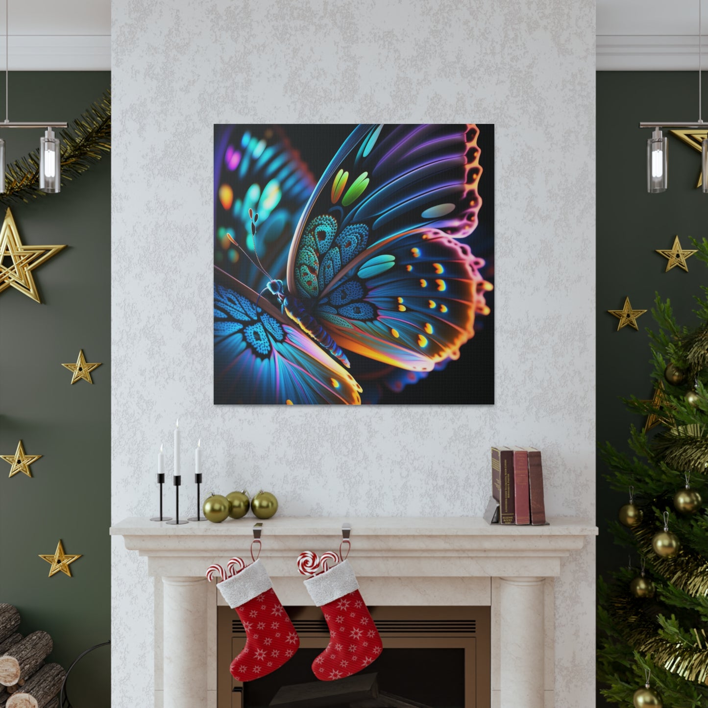 Canvas Gallery Wraps Neon Butterfly Macro 2