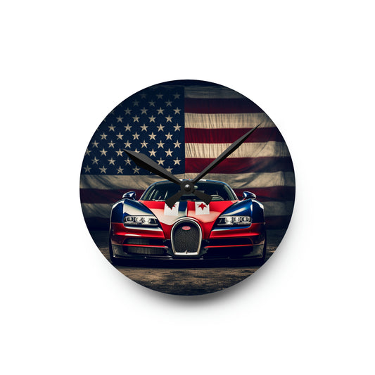 Acrylic Wall Clock Bugatti American Flag 3