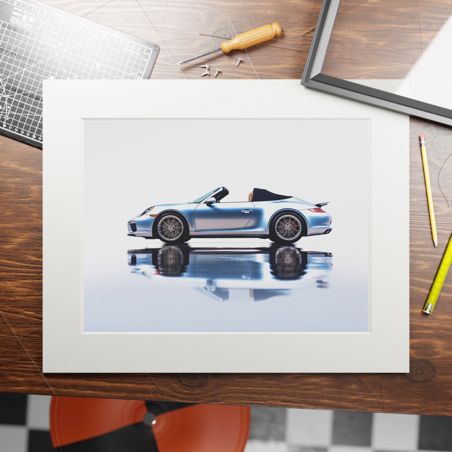 Fine Art Prints (Passepartout Paper Frame) 911 Speedster on water 1