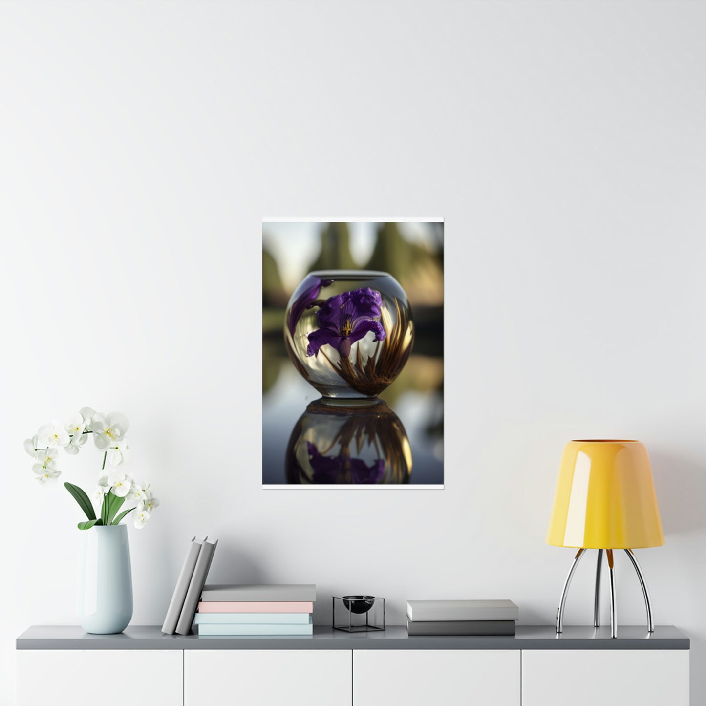 Premium Matte Vertical Posters Purple Iris in a vase 2