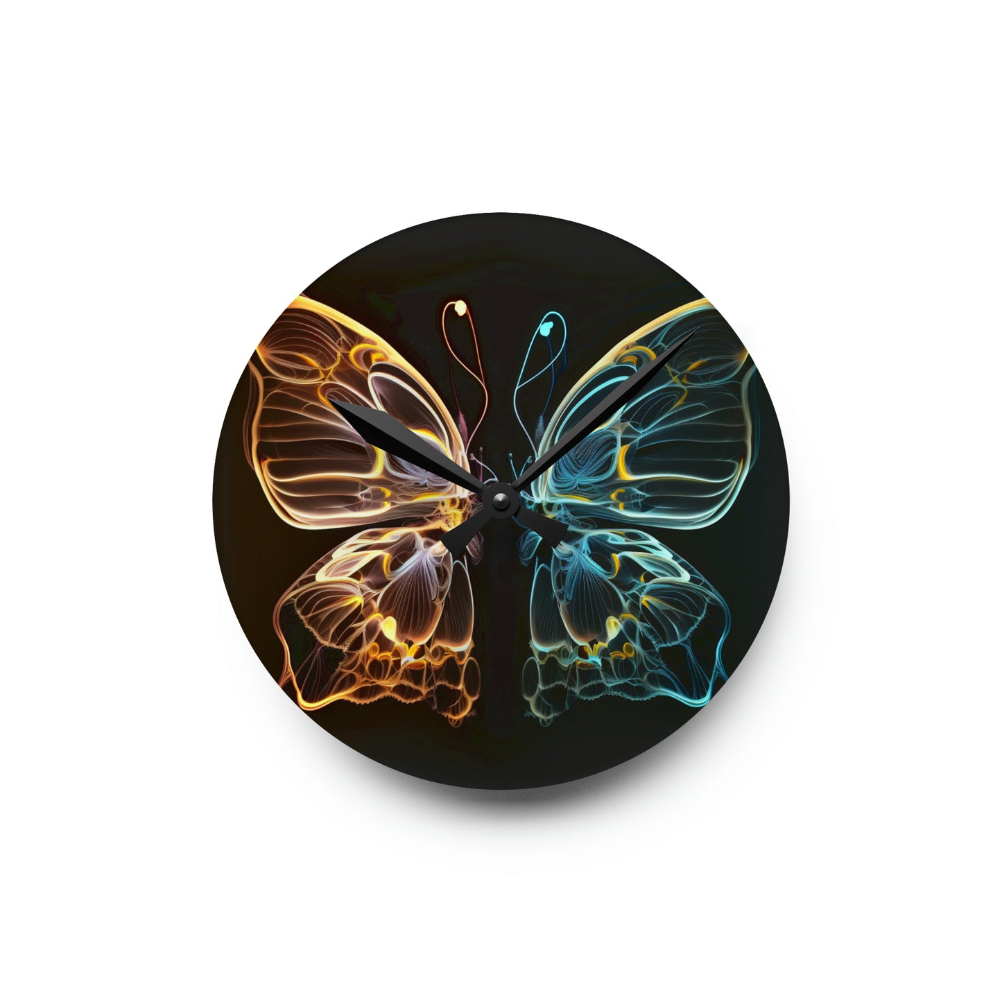 Acrylic Wall Clock Neon Glo Butterfly 3