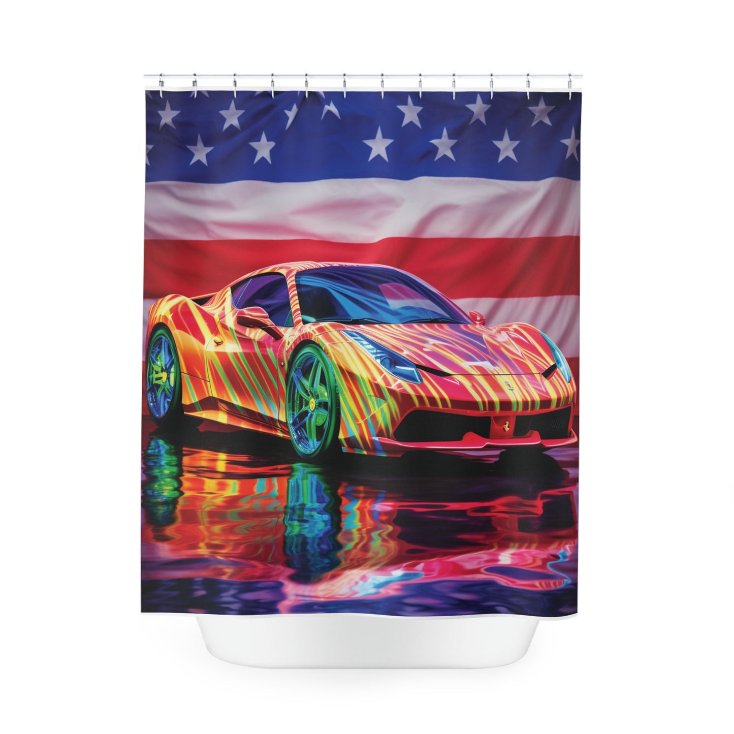 Polyester Shower Curtain Hyper Colorfull Ferrari 4