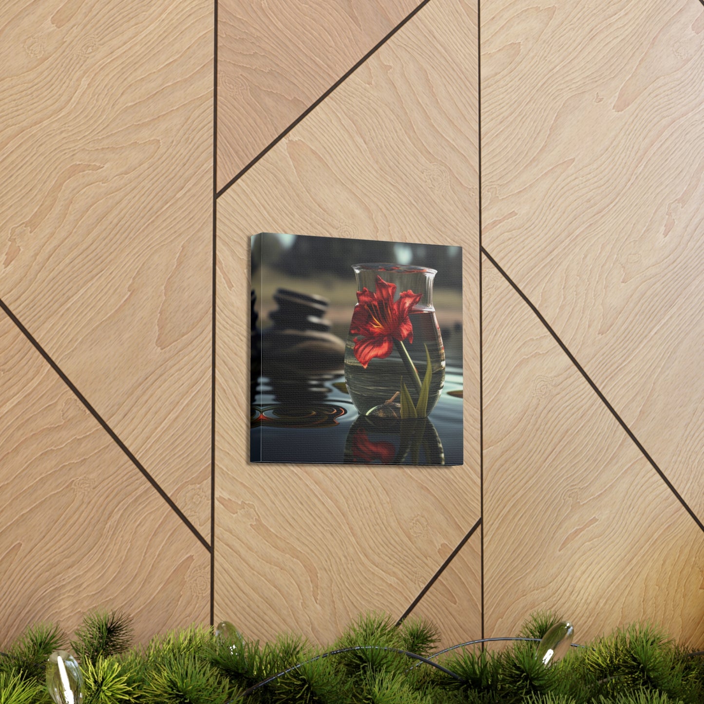 Canvas Gallery Wraps Red Lily in a Glass vase 4