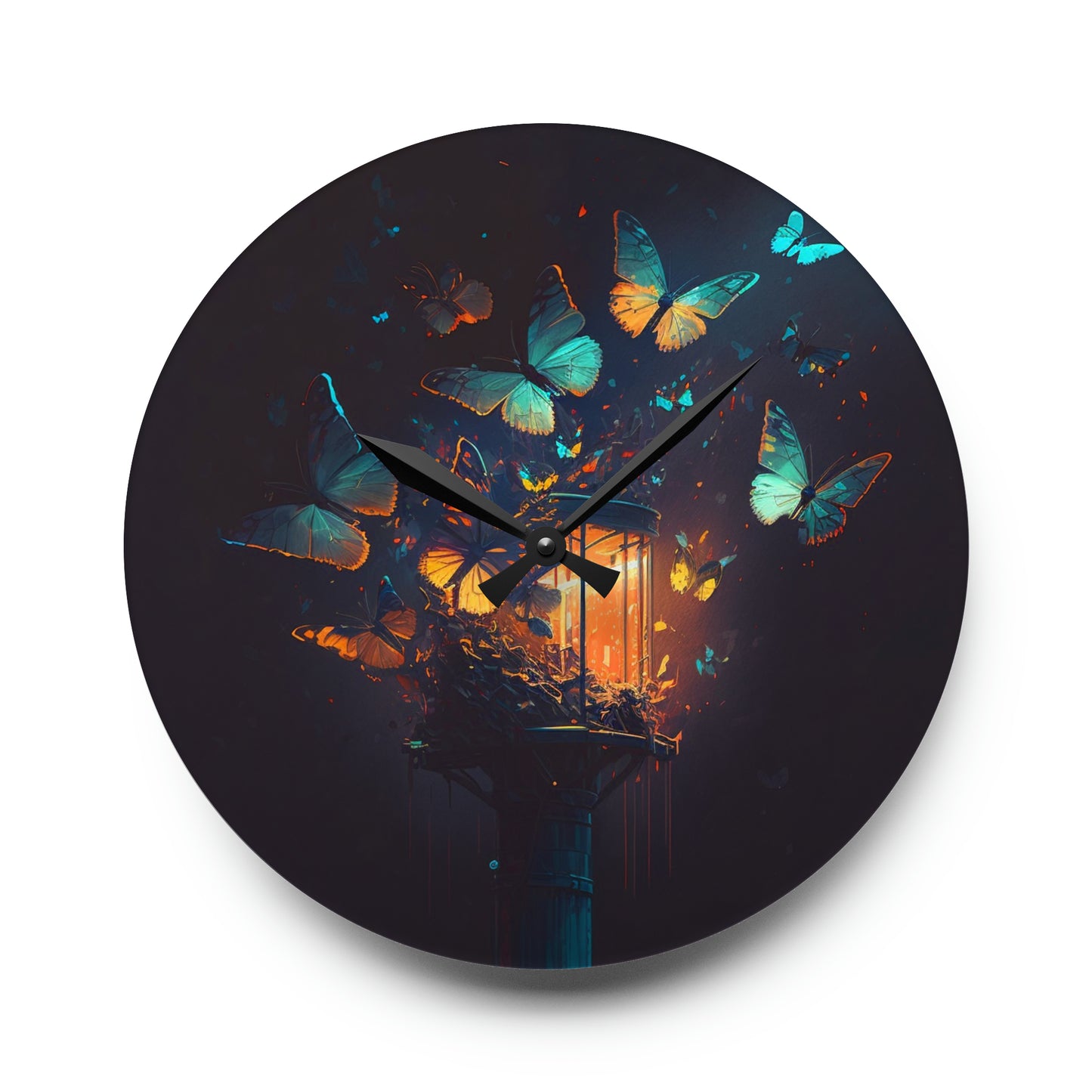 Acrylic Wall Clock Street Light Butterfly 1