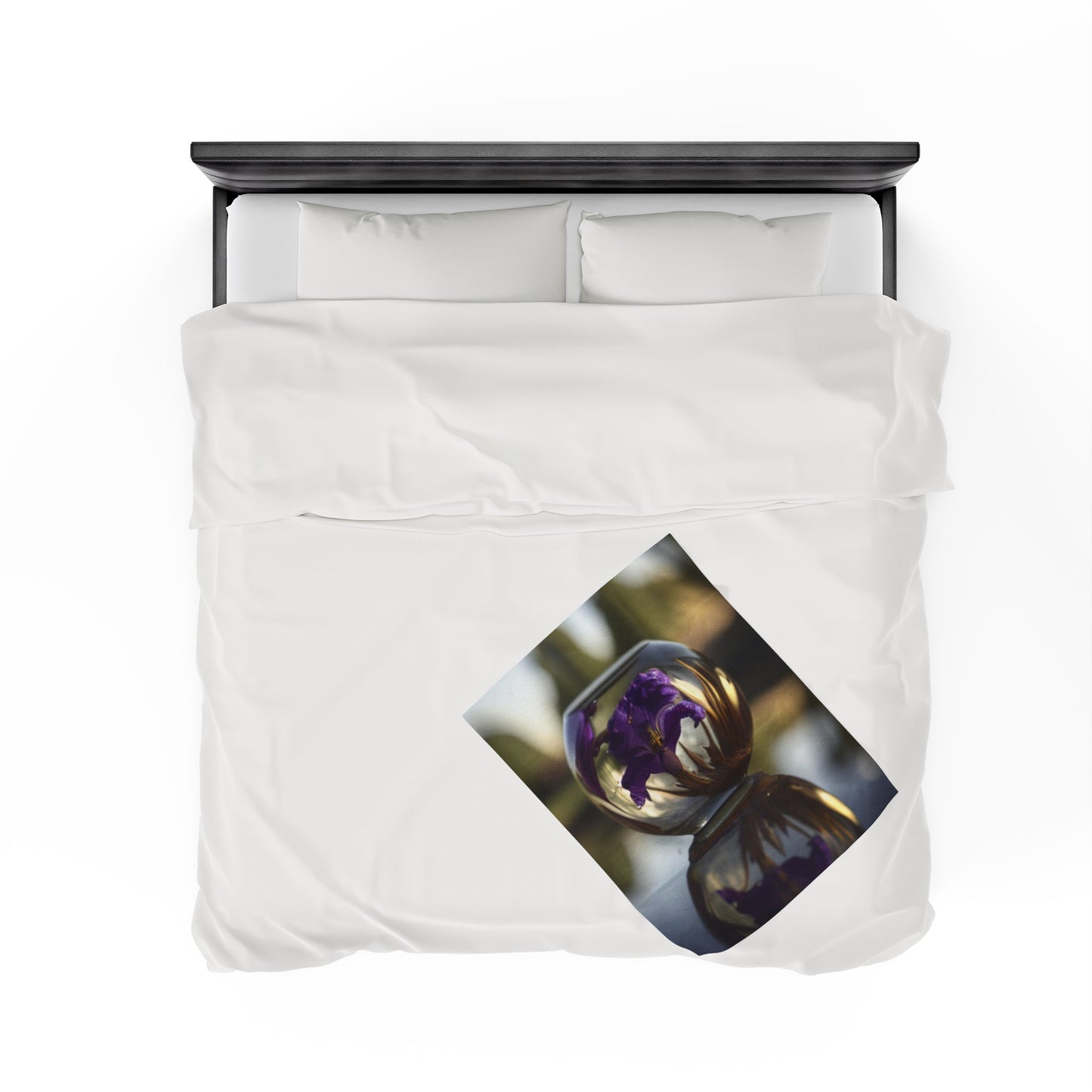 Velveteen Plush Blanket Purple Iris in a vase 2