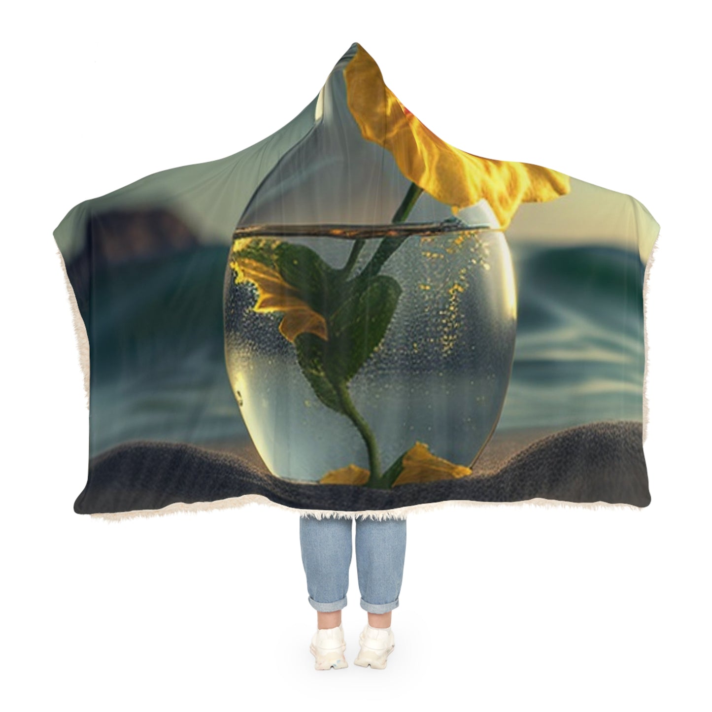 Snuggle Hooded Blanket Yellow Hibiscus glass 2