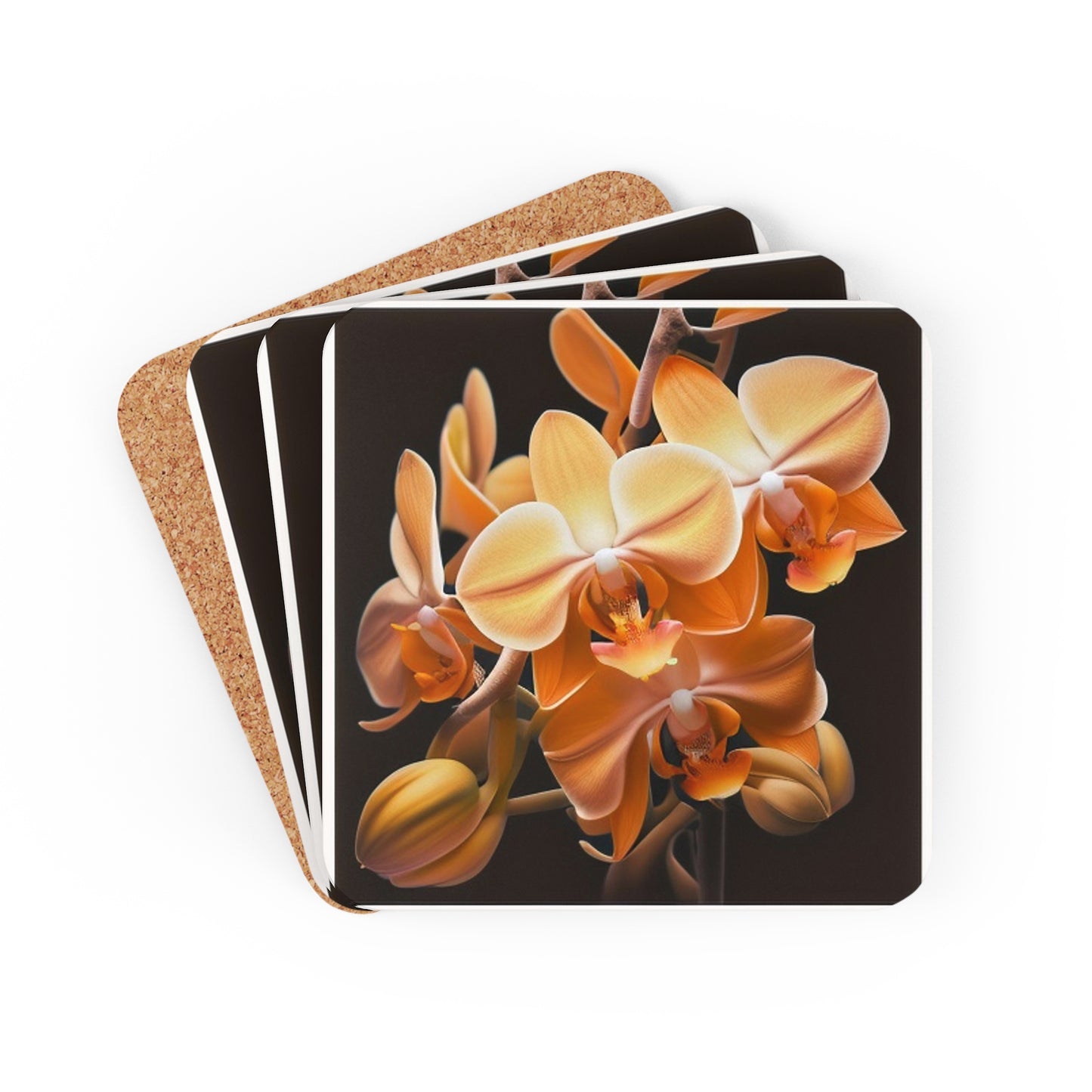 Corkwood Coaster Set orchid pedals 1