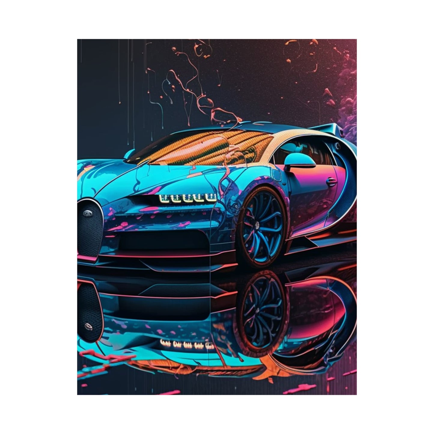 Premium Matte Vertical Posters Bugatti Neon Chiron 4