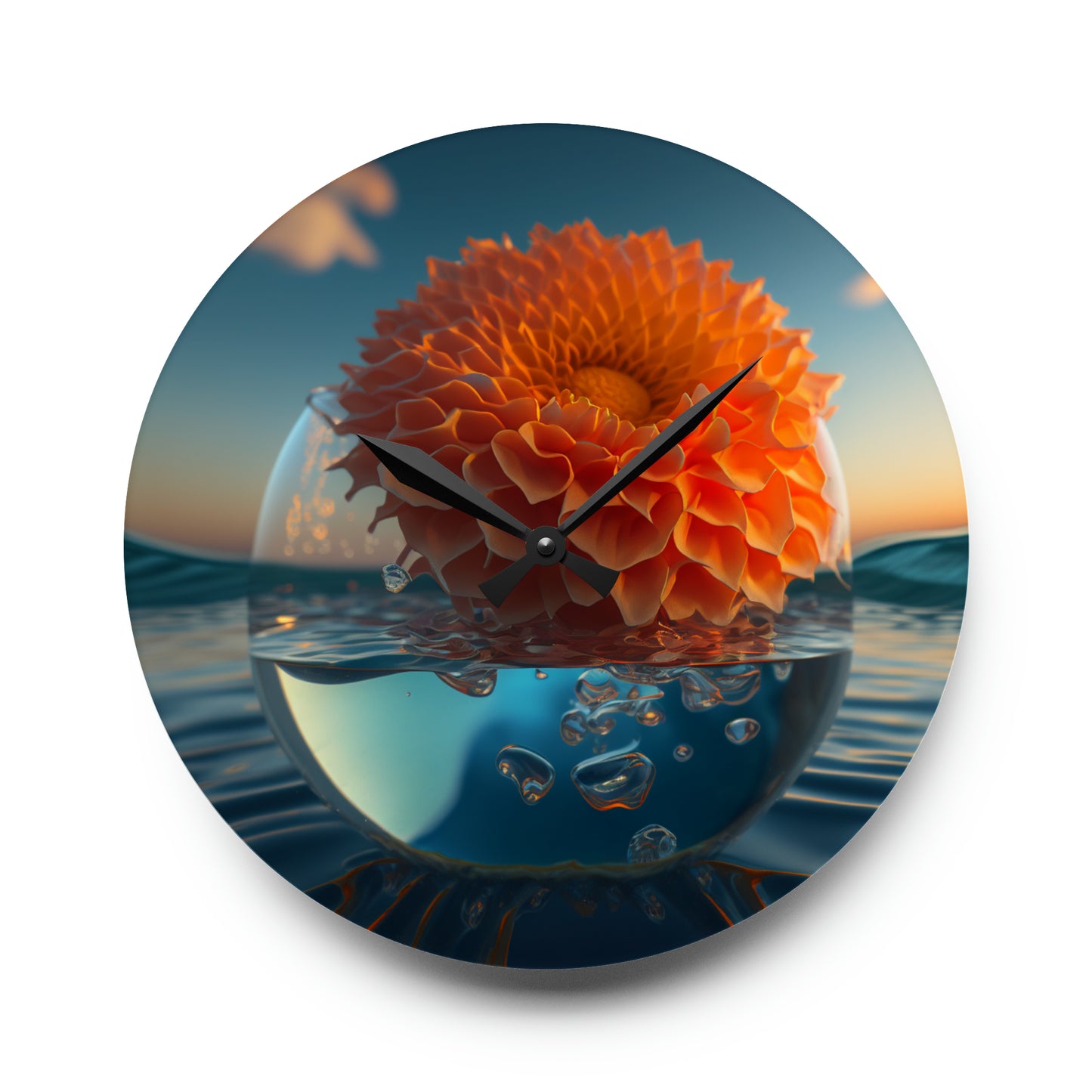 Acrylic Wall Clock Dahlia Orange 4