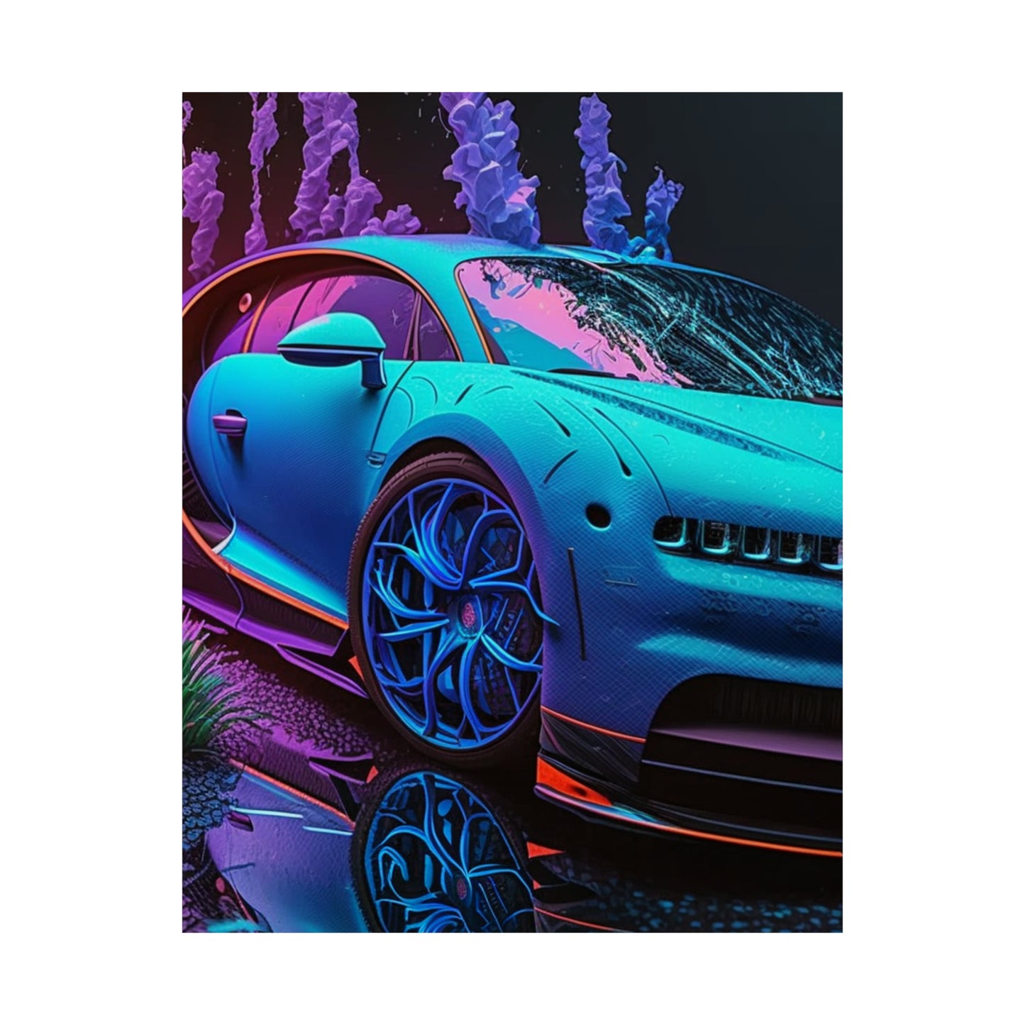 Premium Matte Vertical Posters Bugatti Neon Chiron 2