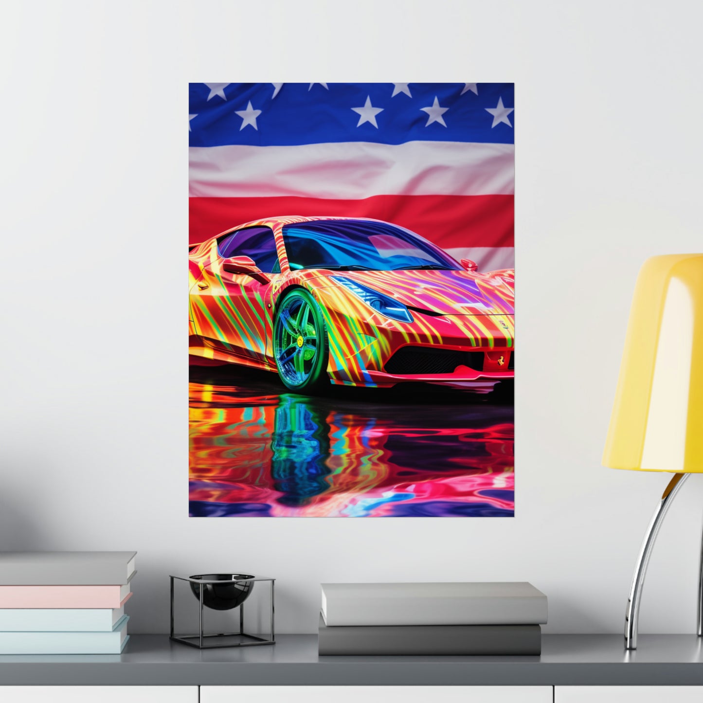 Premium Matte Vertical Posters Hyper Colorfull Ferrari 4