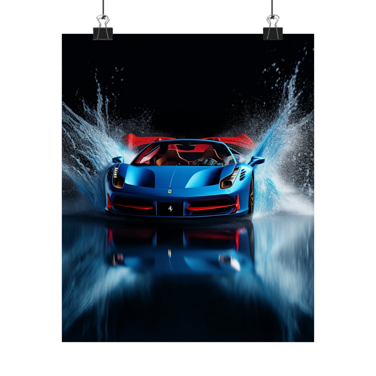 Premium Matte Vertical Posters Ferrari Water Splash 1