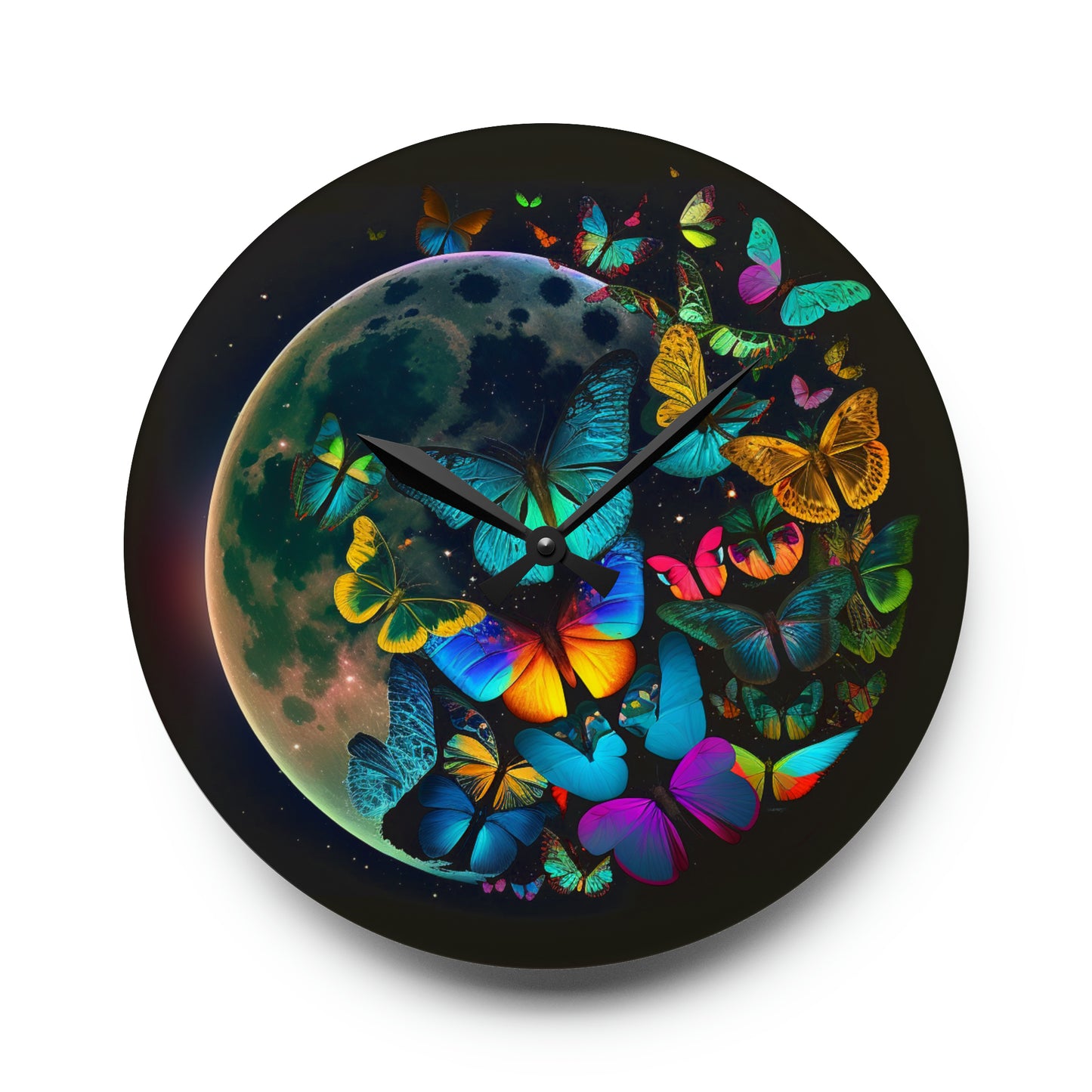 Acrylic Wall Clock Moon Butterfly 2