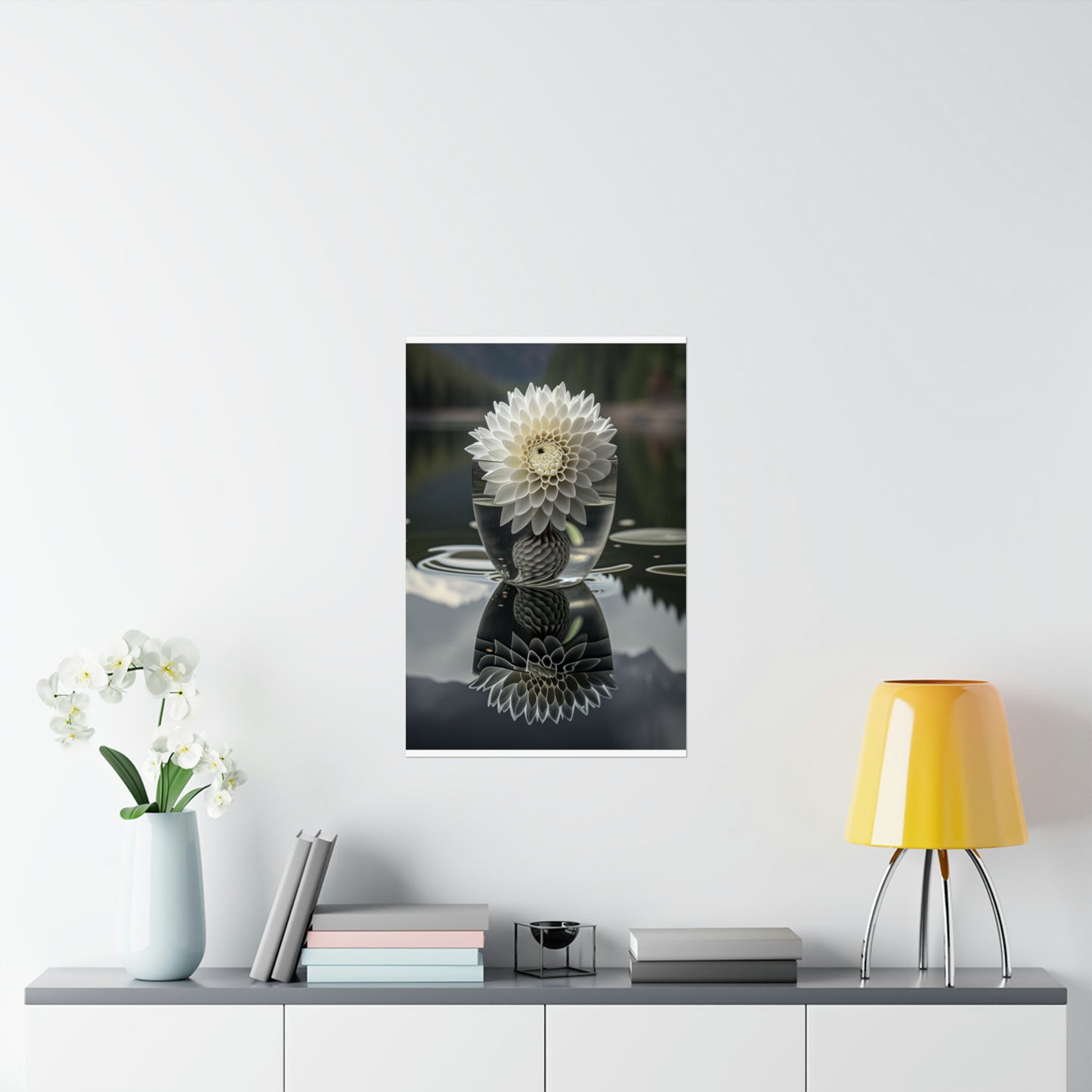 Premium Matte Vertical Posters White Dahlia 3