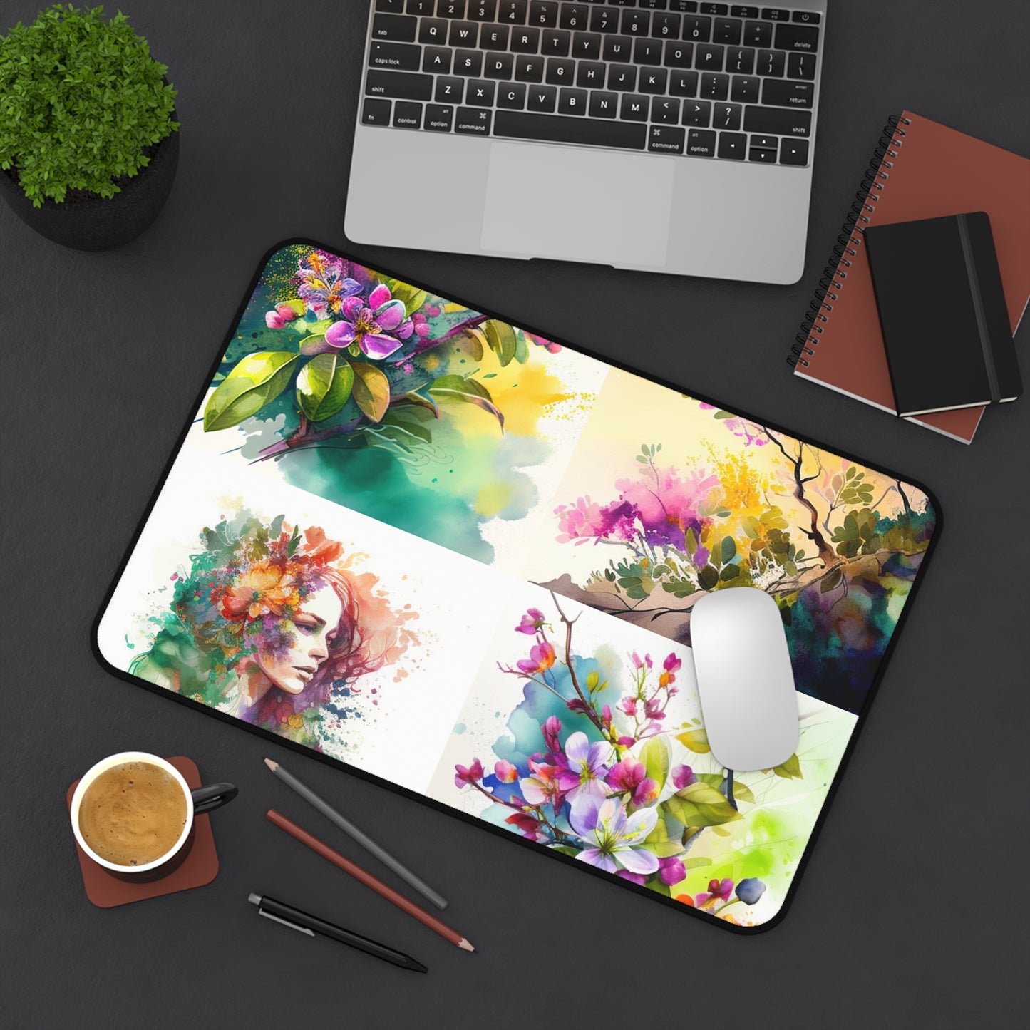 Desk Mat Mother Nature Bright Spring Colors Realistic Watercolor 5