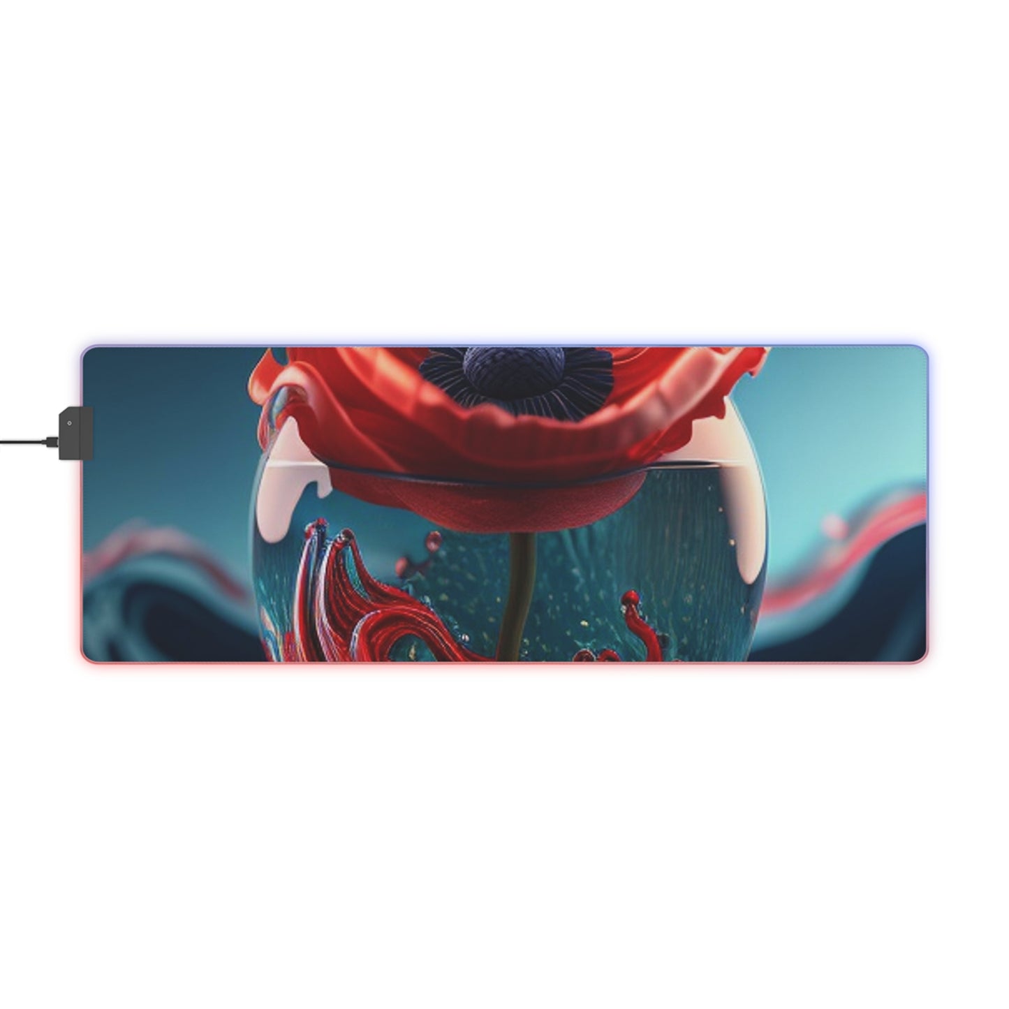 LED Gaming Mouse Pad Red Anemone in a Vase 2