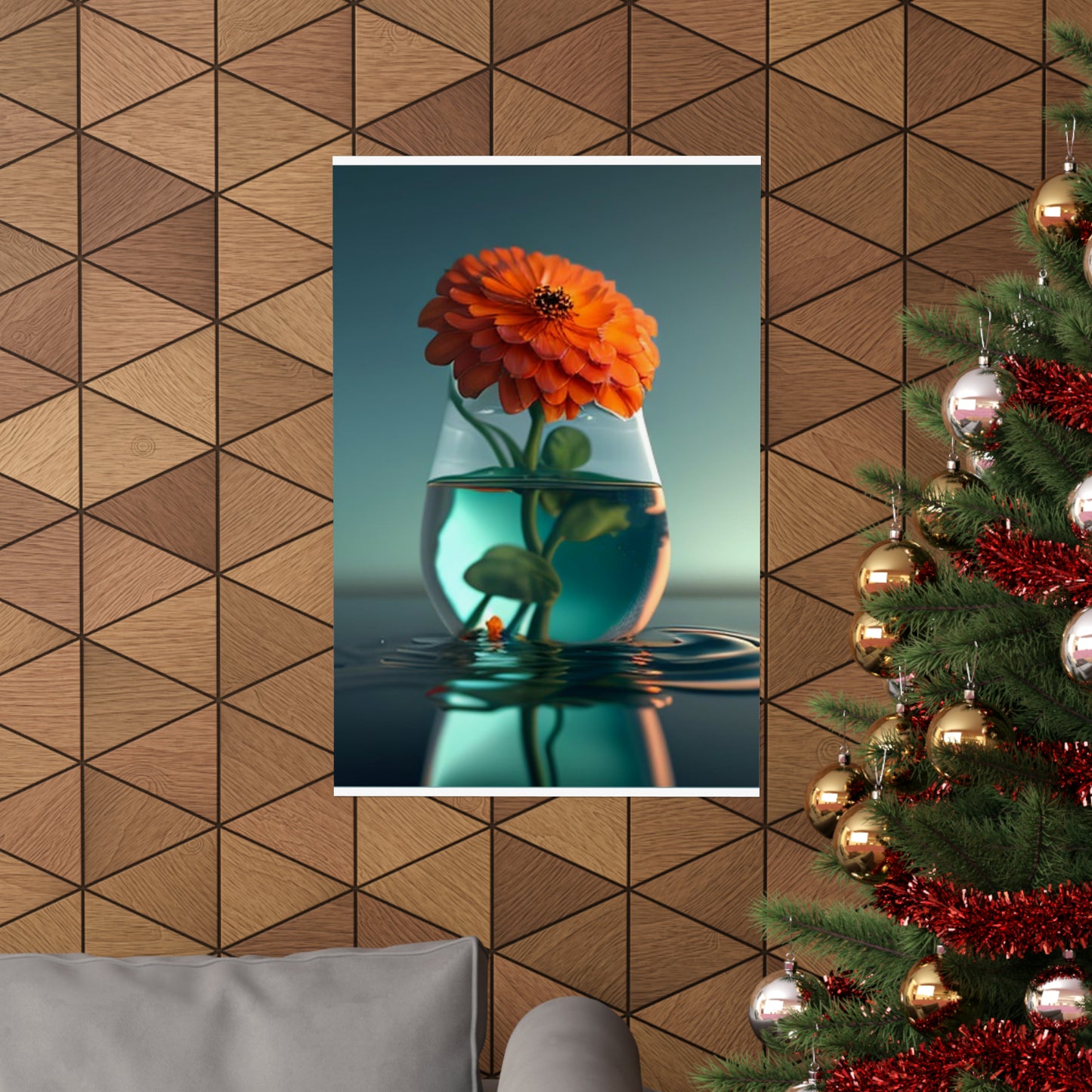 Premium Matte Vertical Posters Orange Zinnia 1