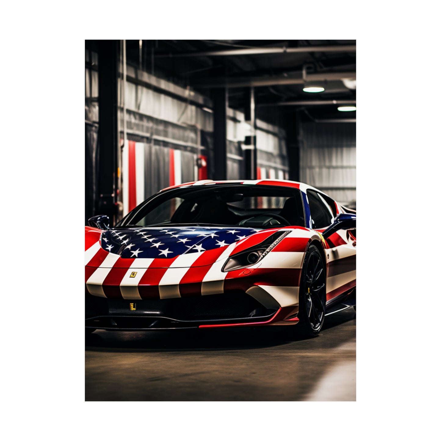 Premium Matte Vertical Posters American Flag Farrari 3