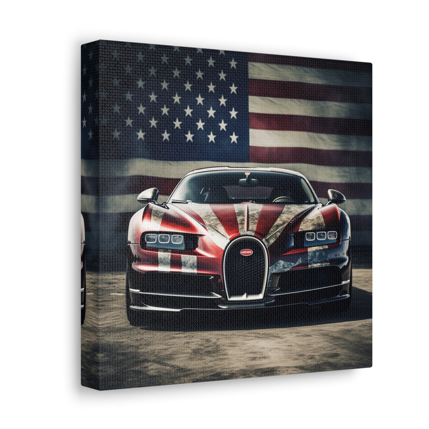 Canvas Gallery Wraps American Flag Background Bugatti 3