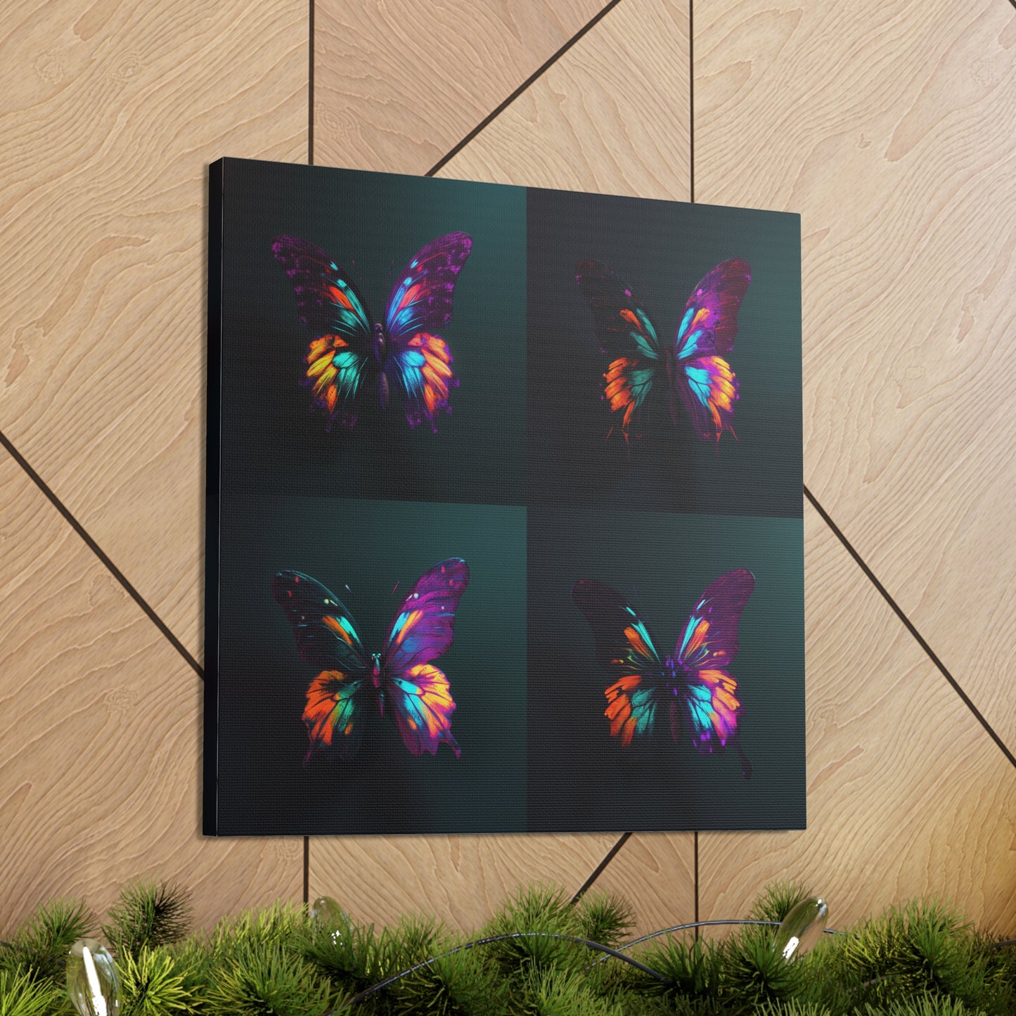 Canvas Gallery Wraps Hyper Colorful Butterfly Purple 5