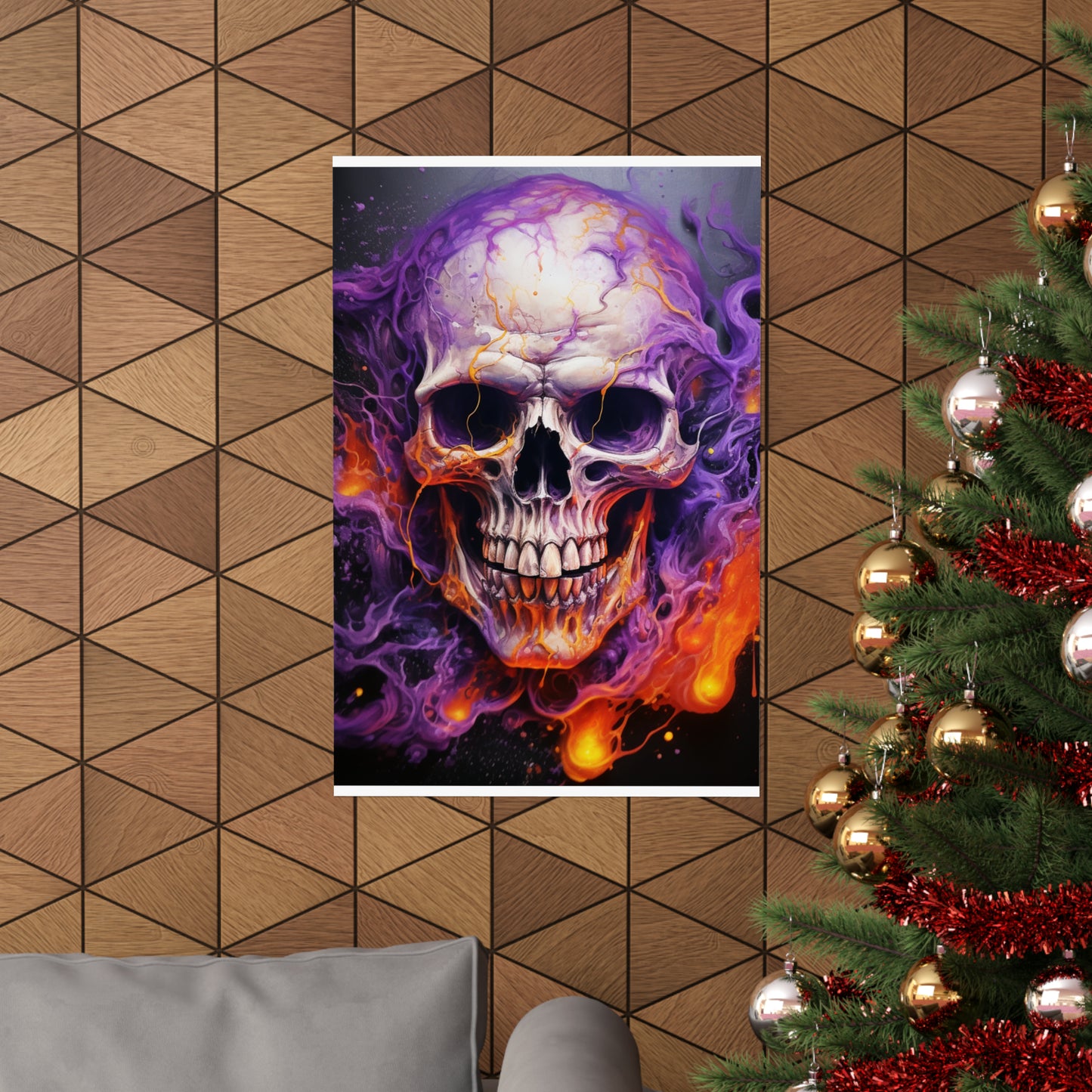 Premium Matte Vertical Posters Skull Flames 2