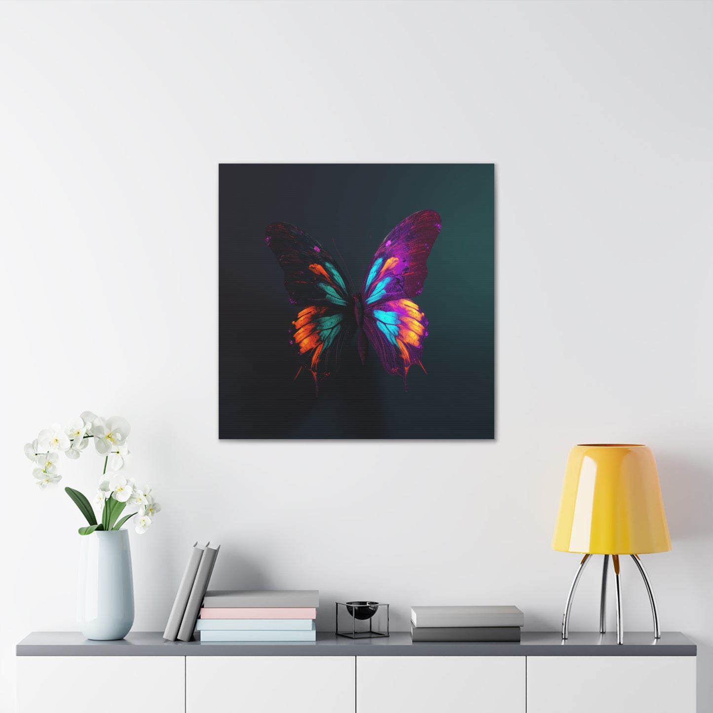 Canvas Gallery Wraps Hyper Colorful Butterfly Purple 2