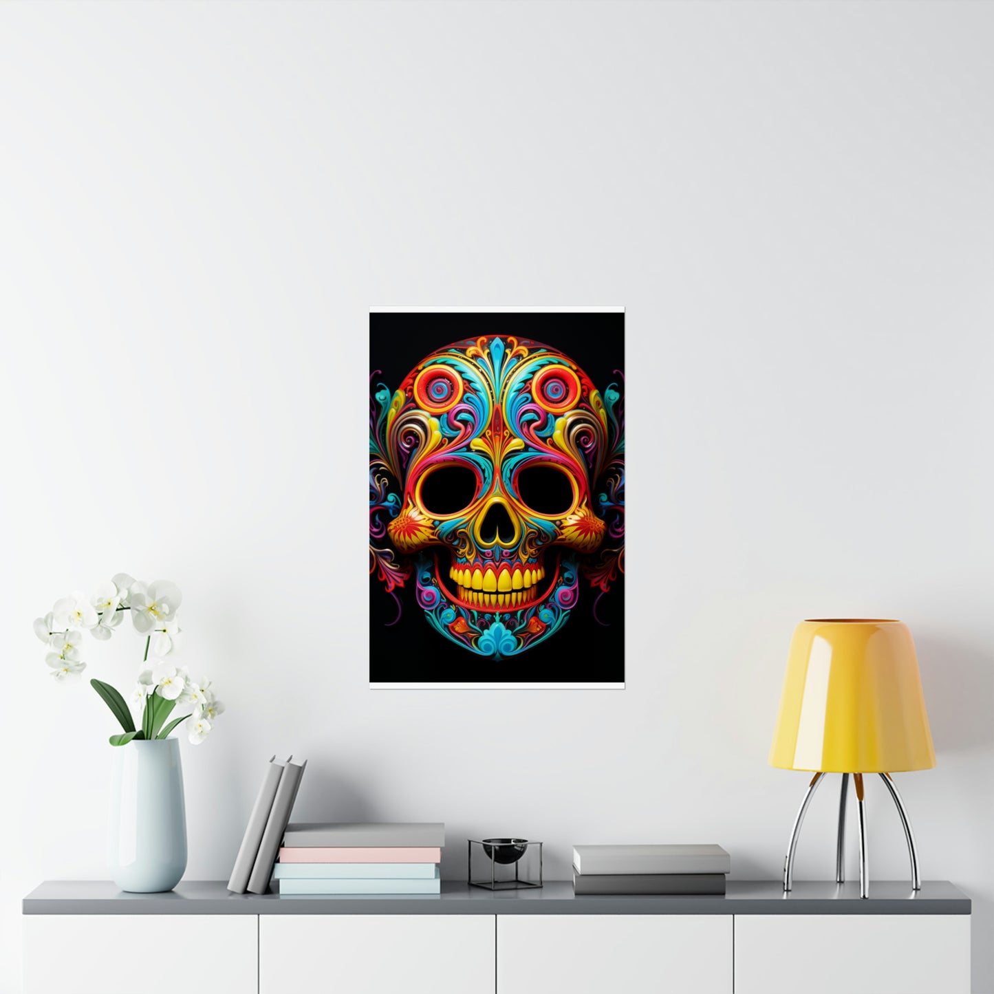 Premium Matte Vertical Posters Macro Skull Color 1