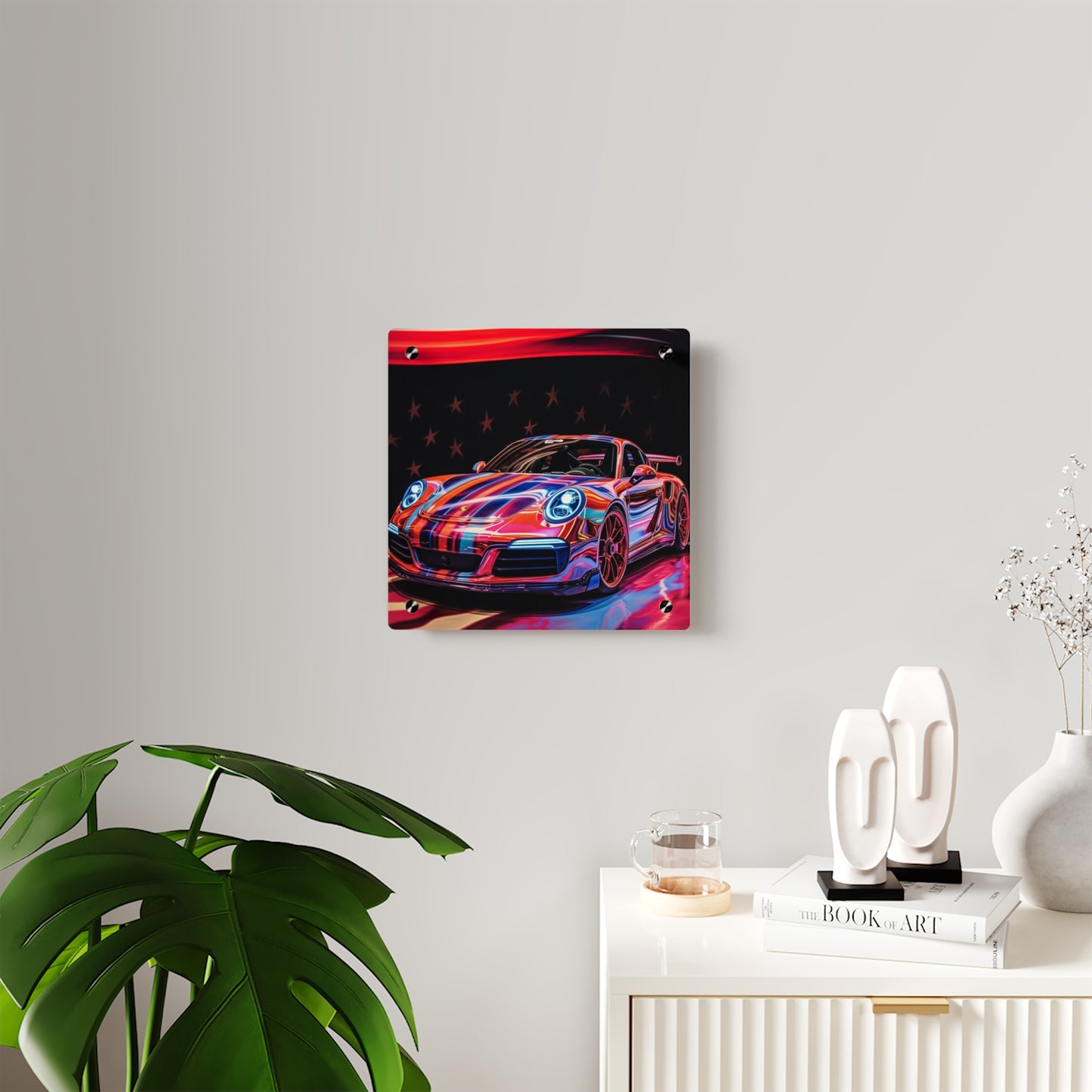 Acrylic Wall Art Panels American Flag Colored Porsche 2