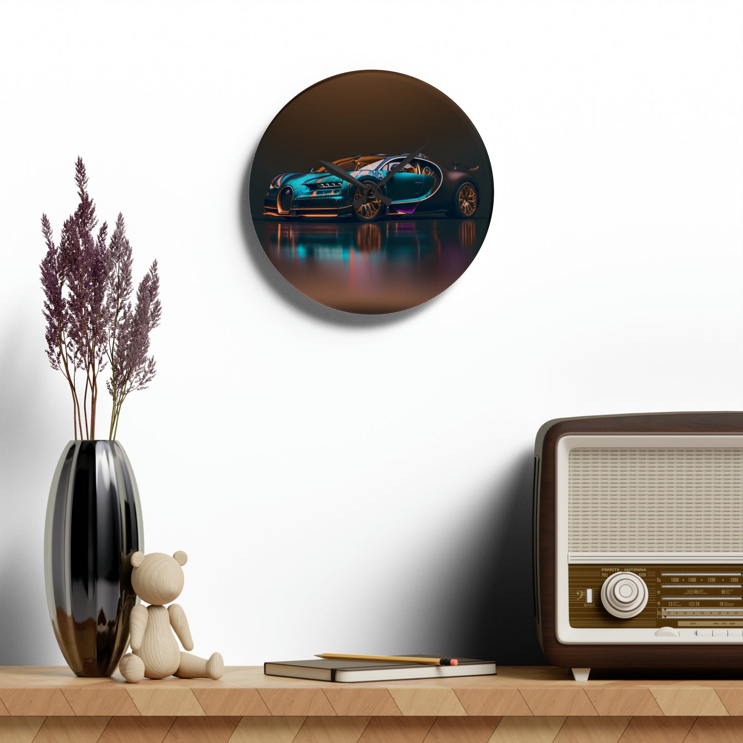 Acrylic Wall Clock Bugatti Blue 2