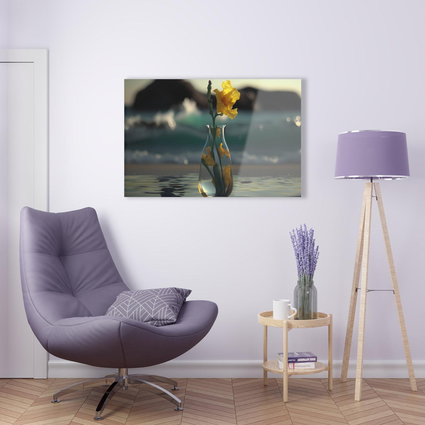 Acrylic Prints Yellow Gladiolus glass 2