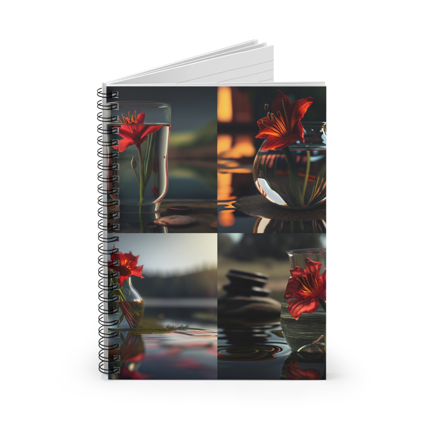 Spiral Notebook - Ruled Line Red Lily in a Glass vase 5