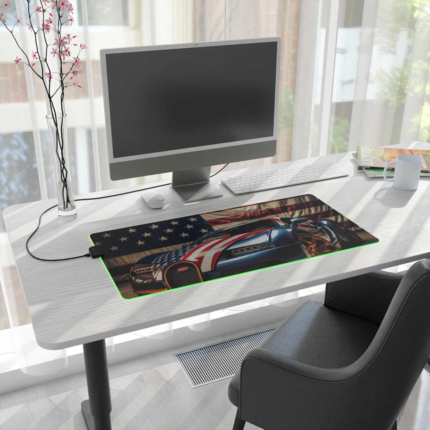 LED Gaming Mouse Pad Bugatti Flag American 4