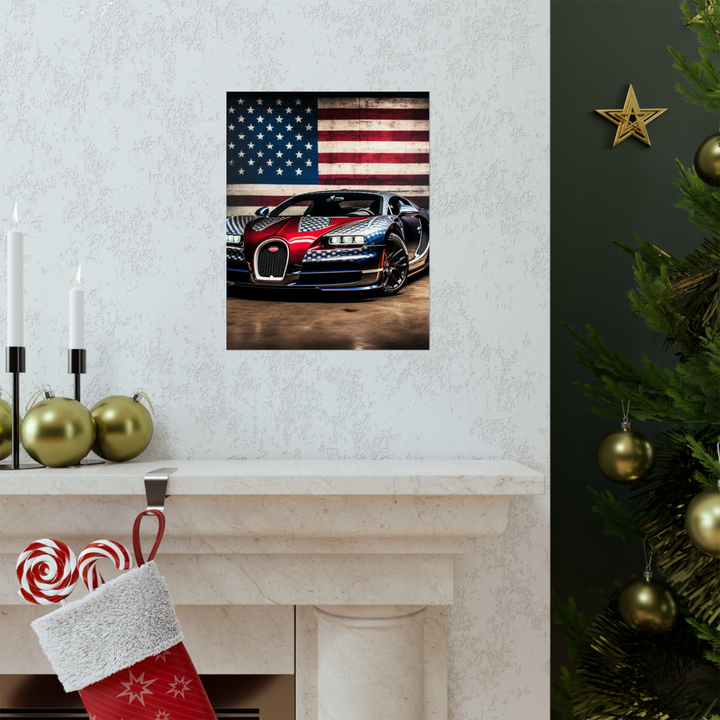 Premium Matte Vertical Posters Bugatti American Flag 1