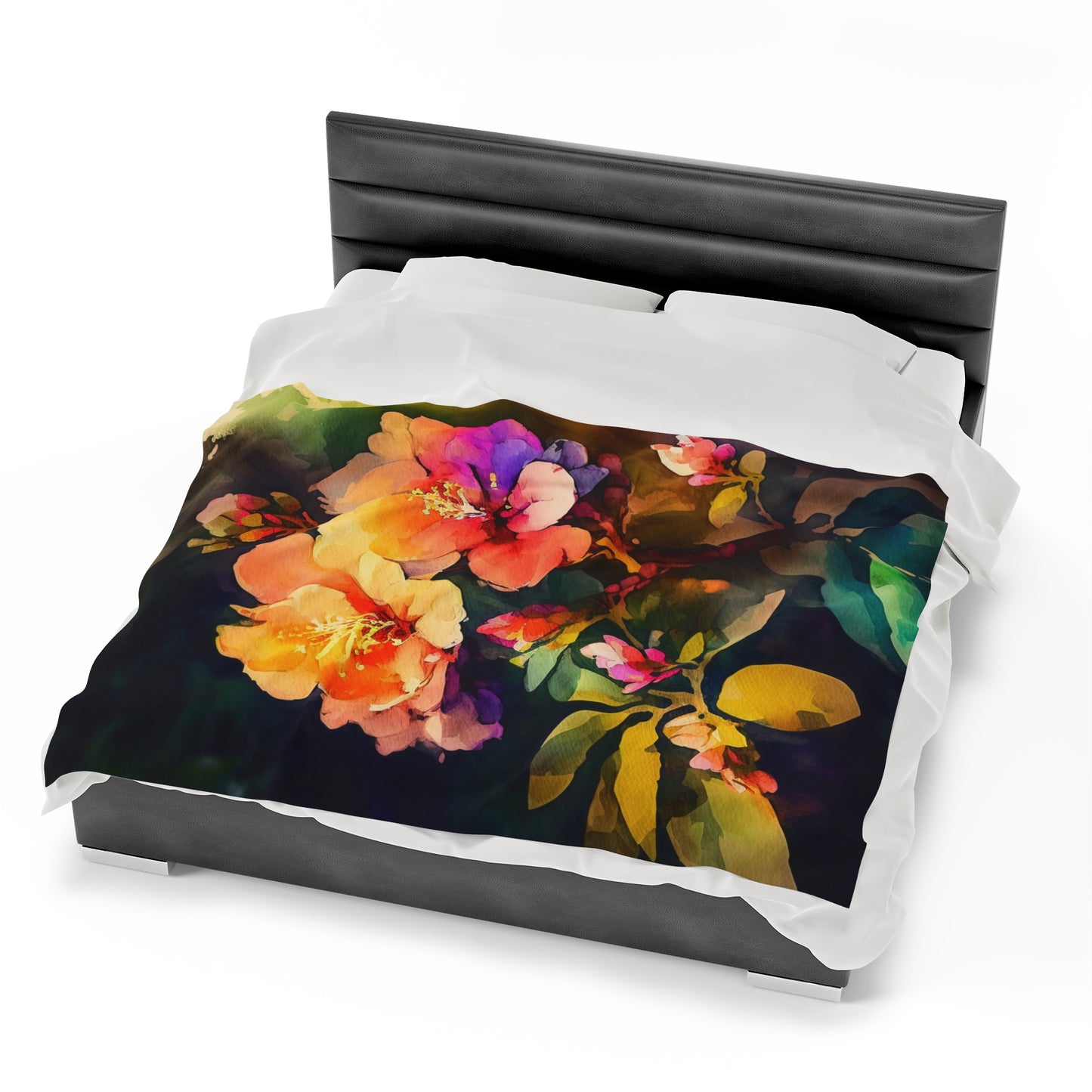 Velveteen Plush Blanket Bright Spring Flowers 2